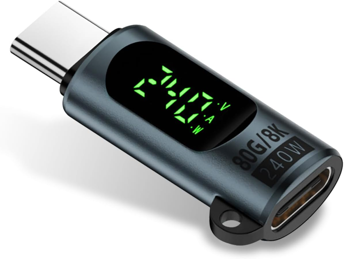 Duttek USB C Digital Display Adapter 80Gbps, 240W USB Type C Male to Female Extension Adapter Compatible with Thunderbolt 5, Iphone 15/16, Macbook, Ipad - 2, Black image number 3