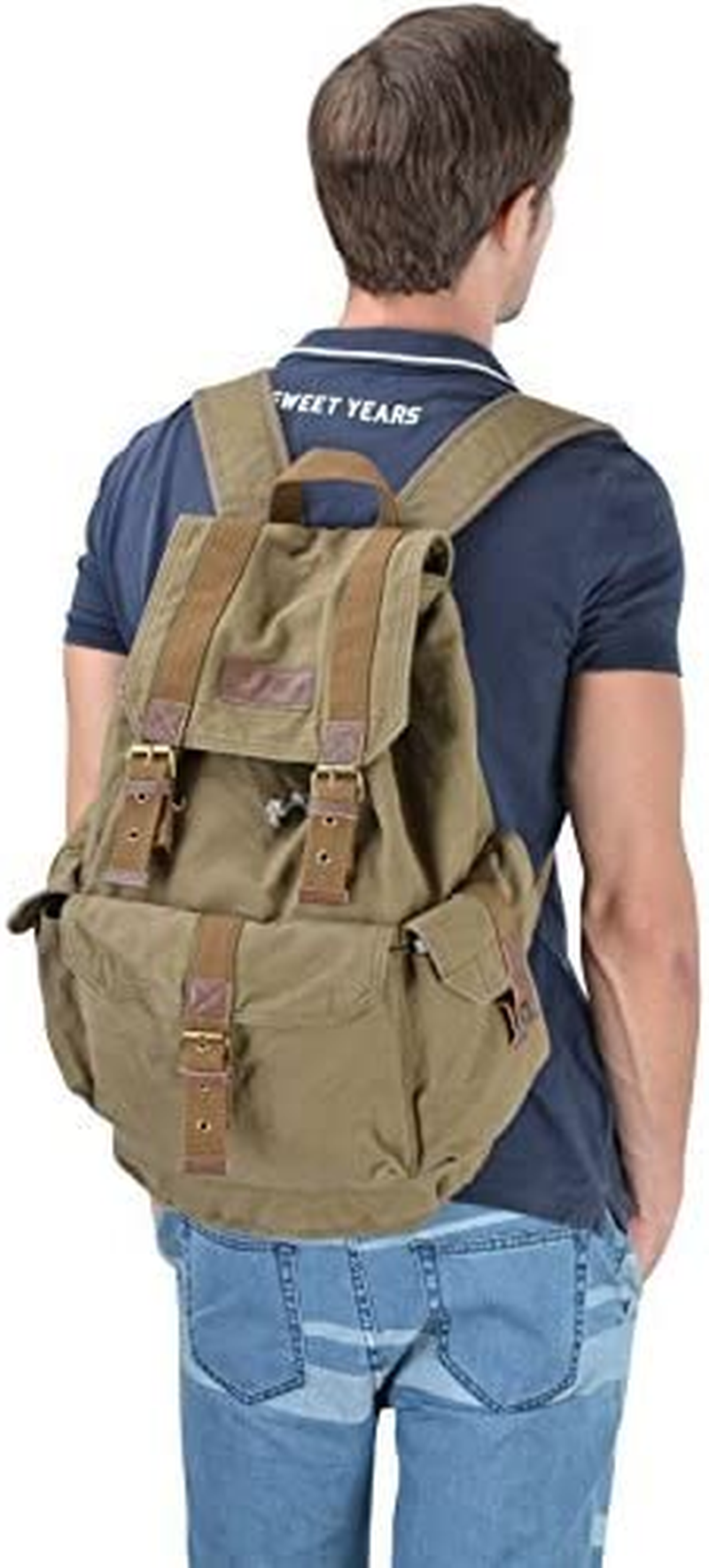 Gootium Canvas Backpack - Vintage Outdoor Rucksack Travel Day Pack image number 3