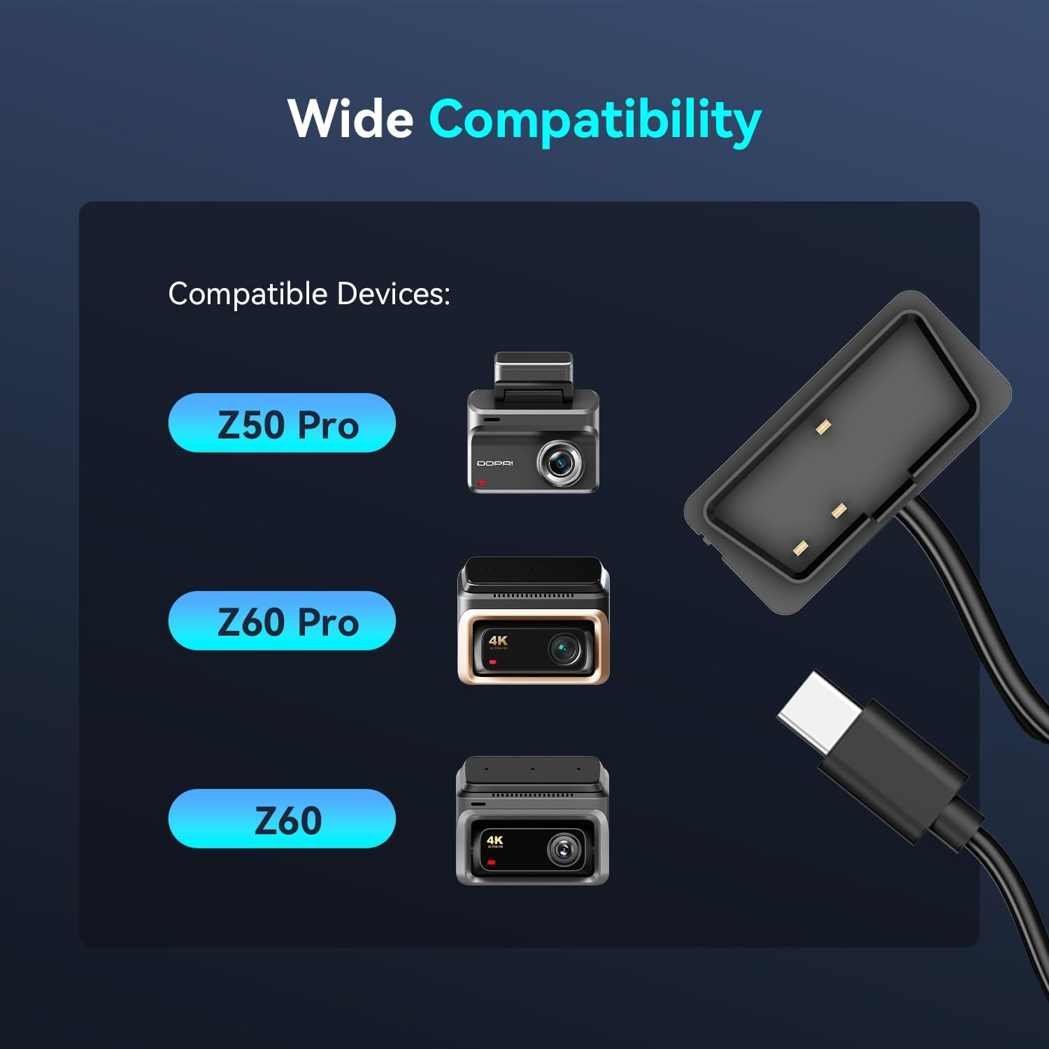 DDPAI OBD Hardwire Kit for Dash Cam, Compatible with Z60, Z60 Pro and Z60 &Pi;link Models, Enabling 24 Hours Parking Monitor, 12V/2A to 5V/3A, 3 Meters Long