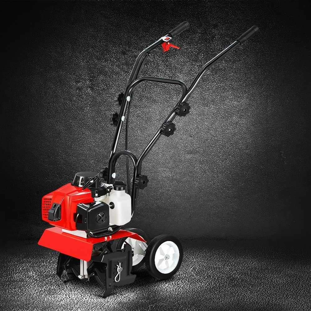 Giantz Tiller Cultivator, 88CC Garden Electric Lawn Scarifier Rotary Tillers Soil Rake Digger Outdoor Gardening Tool, 10000RPM 4 Blades Foldable Adjustable Tilling Depth Red image number 2