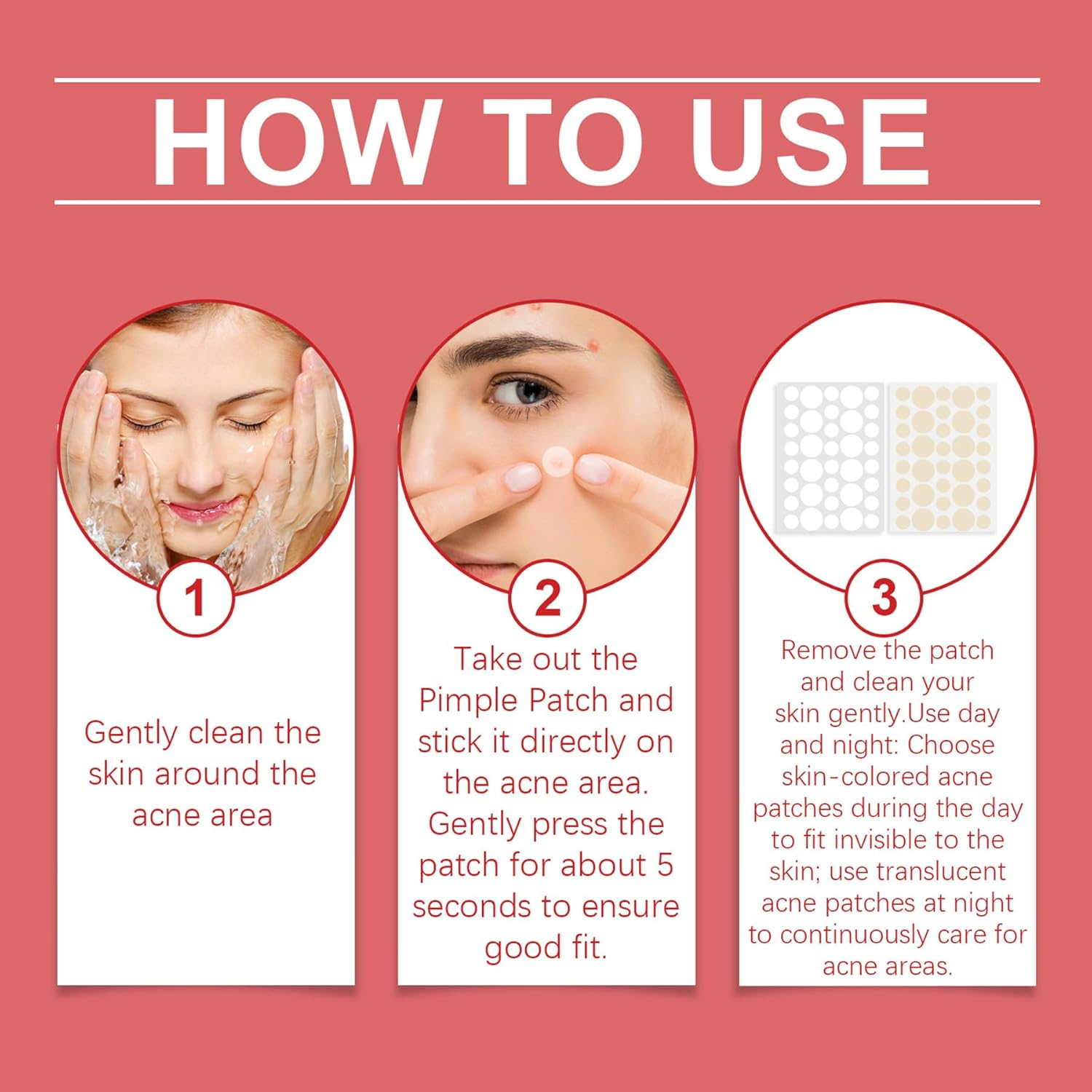 Acne Pimple Patch &ndash; 360Pcs Hydrocolloid Spot Stickers for Face, Invisible & Waterproof, Suitable for All Skin Types image number 3