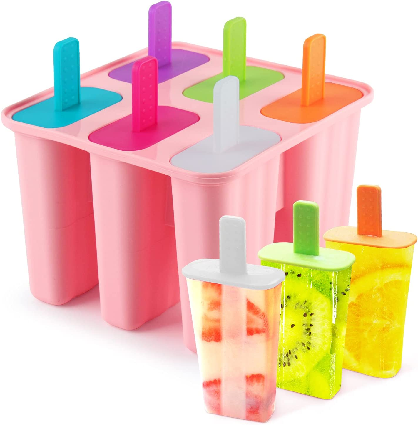 DEHUB Ice Cream Moulds, 6 Pieces Silicone Ice Pop Molds BPA Free Popsicle Mold Reusable Easy Release Ice Pop Maker - Food Grade Ice Pops Shapes for Homemade Popsicle