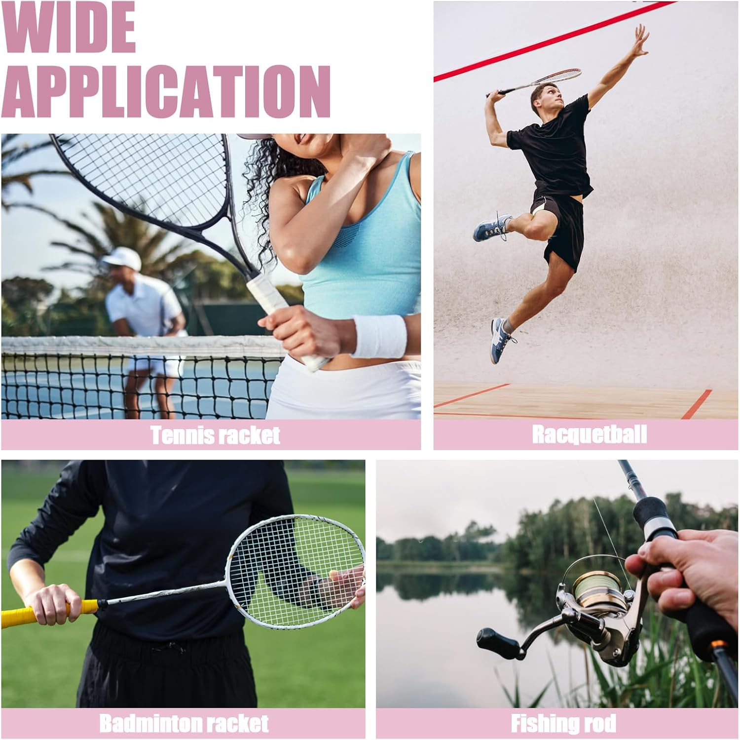 16 Pcs Tennis Racket Grip Tape, Colorful Sticky Grip Tape for Handles, Precut Anti-Slip Tennis Grip Tape for Tennis Pickleball Squash Badminton image number 2