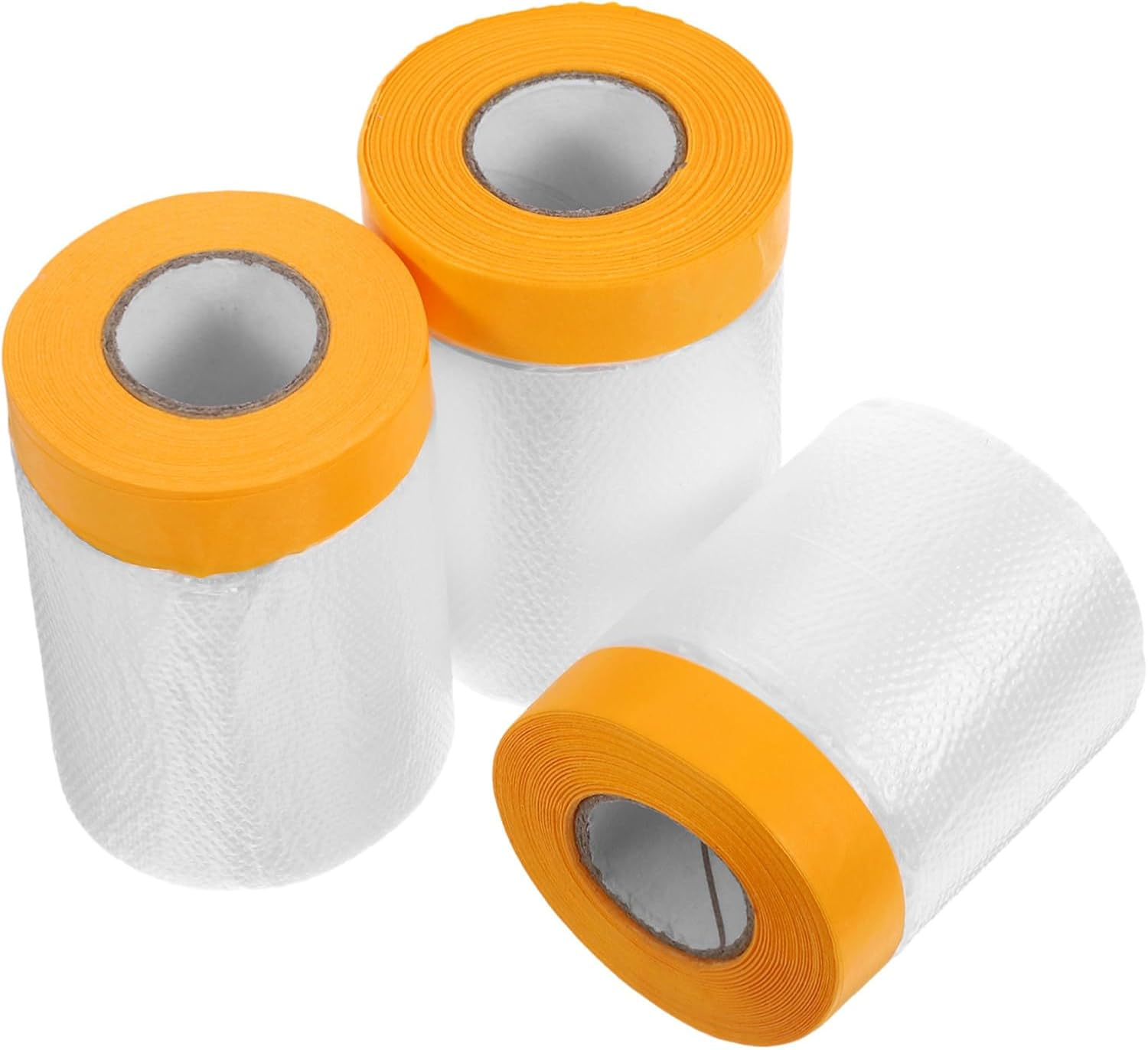 3 Rolls Paint Masking Film Pre-Taped Adhesive, Protective Plastic Sheeting for Furniture and Auto Body, Dustproof Covering for Painting and Renovation, 30Cm 40Cm 55Cm Each image number 1