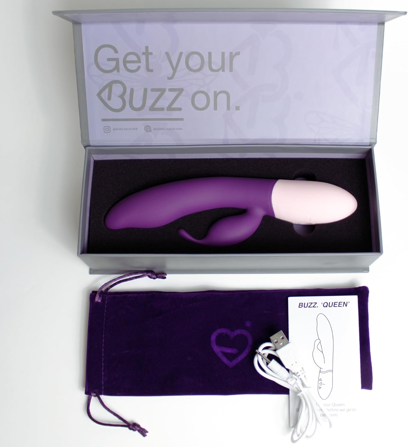BUZZ Rabbit Vibrator Wand - Thrusting Sex Toy for Women, Customised Vibrations & Intensities, Flexible Design, Minimised Hand Vibration - Pink image number 6