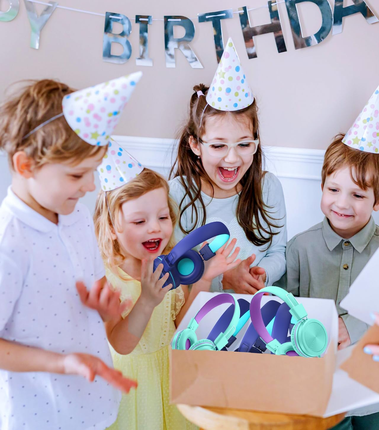 Cowyawn Kids Headphones, Toddler Headphone with Safe Volume Limiter 94Db, Wired School Headphones for Kid, 3.5Mm Adjustable On-Ear Headphone for Boys/Girls/Children/Teens/Ipad/Computer, Purple Green image number 6