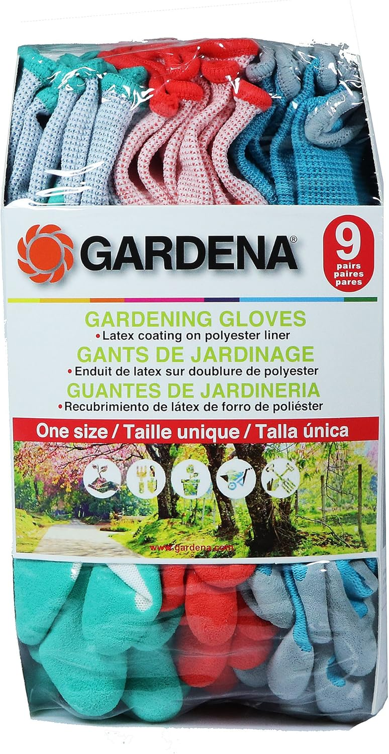 Gardena Gardening Gloves - Latex/Polyester - 9 Pairs