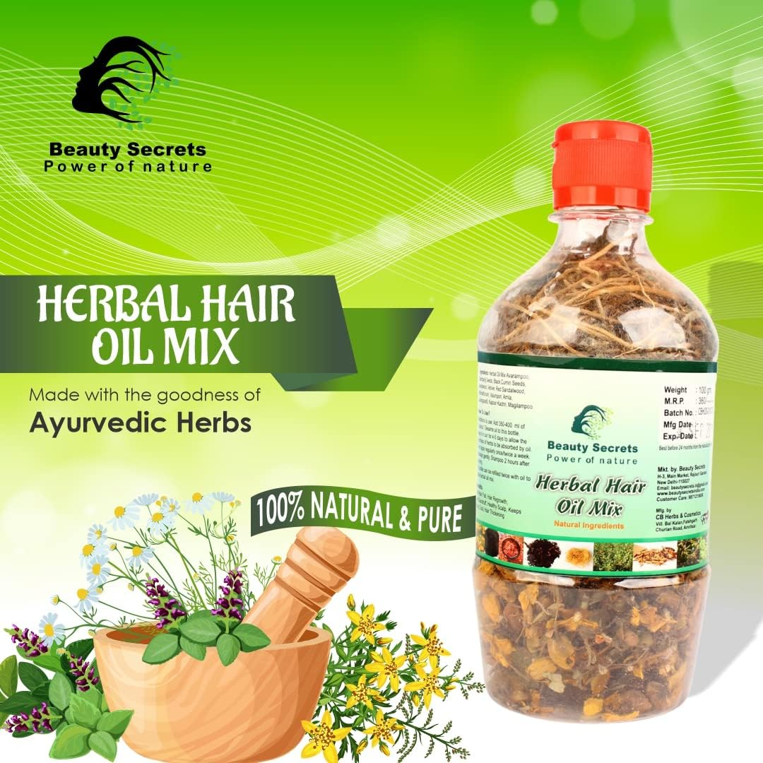 Beauty Secrets Make Your Own Hair Oil Dry Ayurvedic Herb Mix (12 Vital Herbs)_100Gm-For Complete Haircare for Men & Women- image number 3
