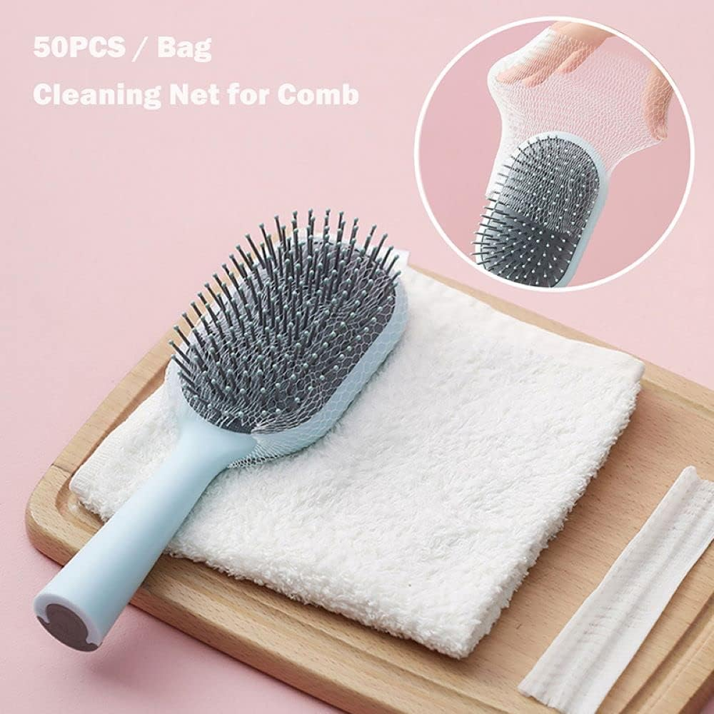 50 Pack Disposable Comb Cleaner Hair Removal Net Mesh Protection Bristle Protective Sheet Airbag Pet Pad for Removing Hair Dust - Comb Cleaner(2Black+2Pink) image number 6