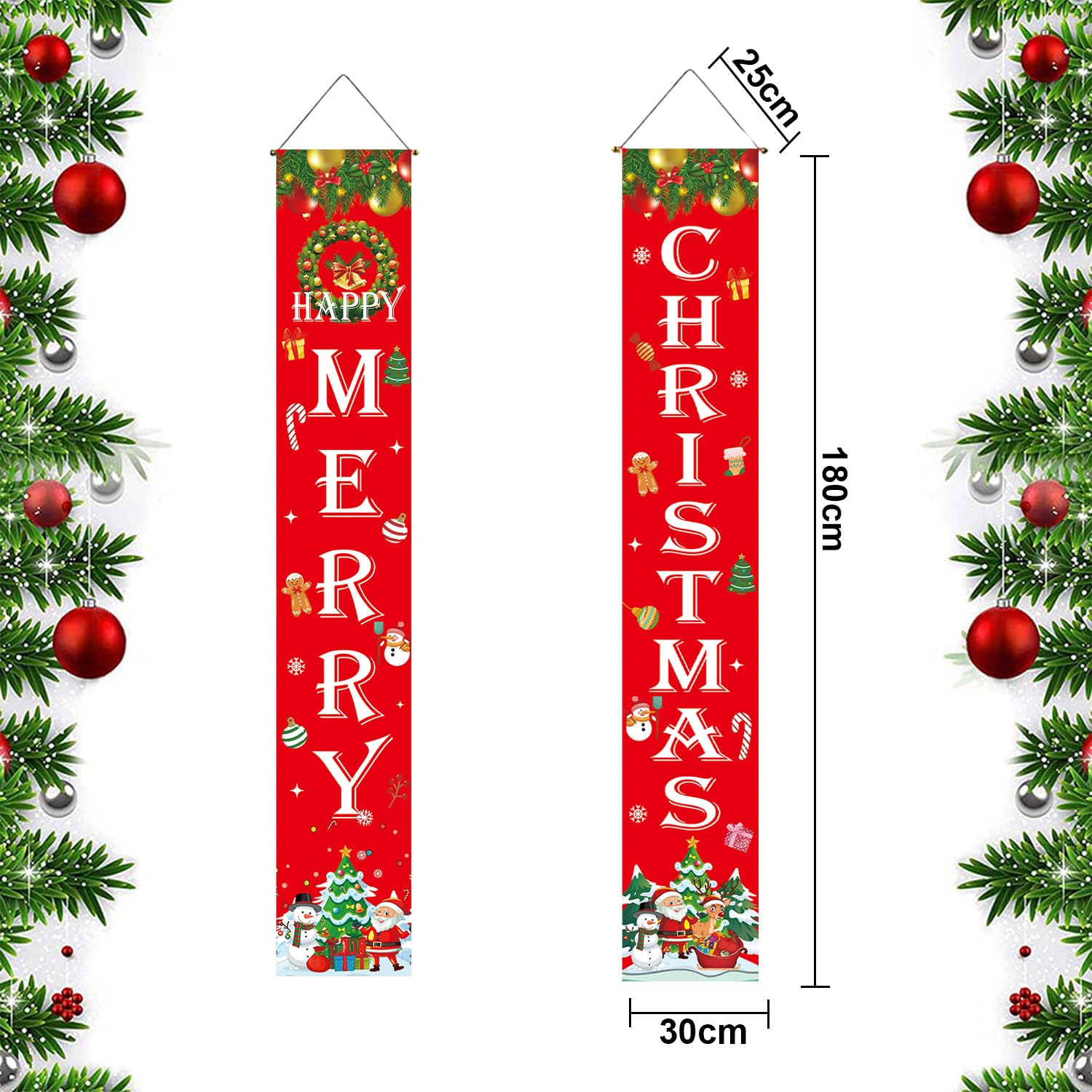 POGEPE Merry Christmas Banner, 180 Cm X 30 Cm, Red, Christmas Decoration for Indoor and Outdoor image number 4