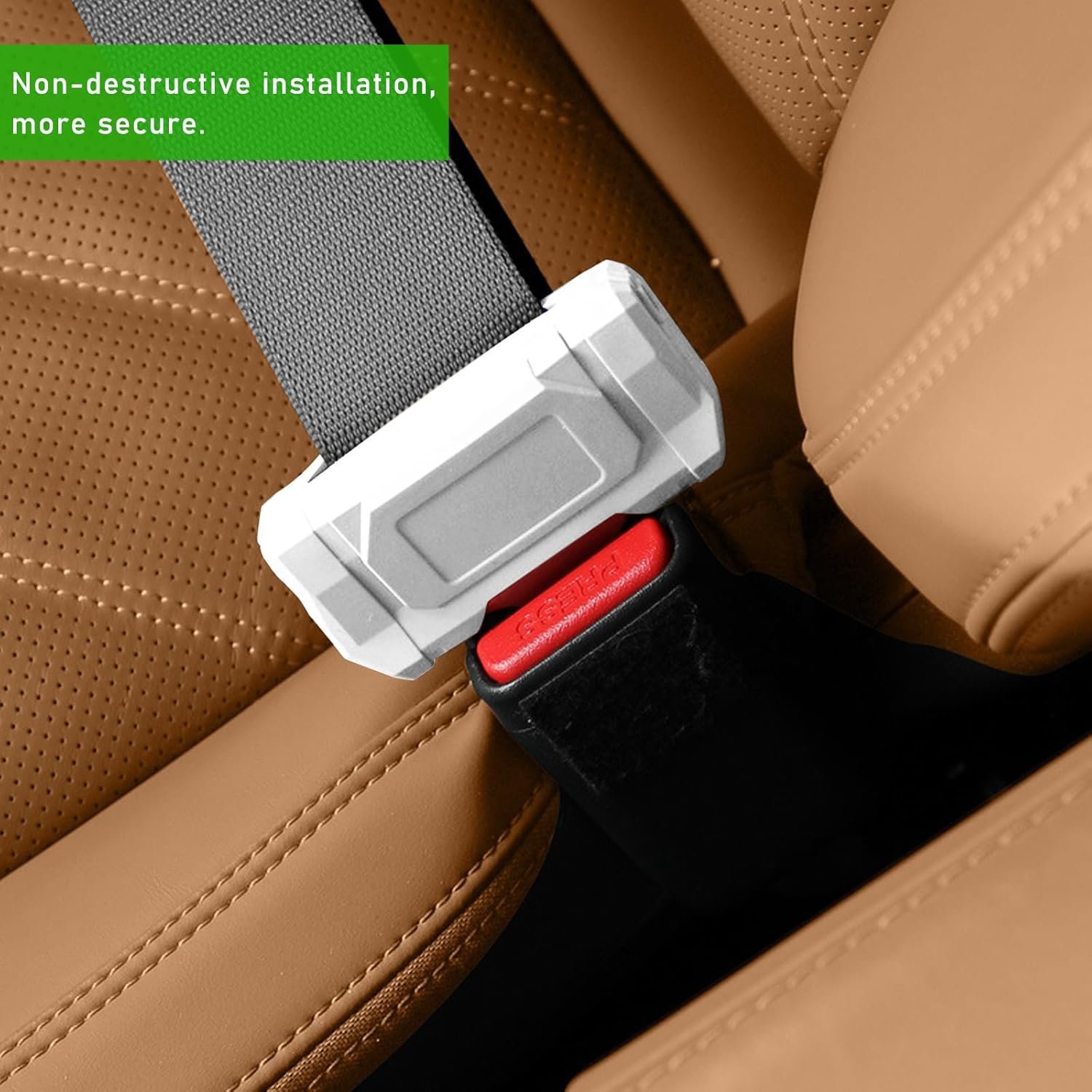 Sylvil 2 PCS Car Seat Belt Buckle Covers, Anti-Scratch Silicon Seat Belt Buckle Protector for Car Safety, Automotive Seat Belt Clips Cover for Van Truck, Interior Car Accessories (White) image number 6