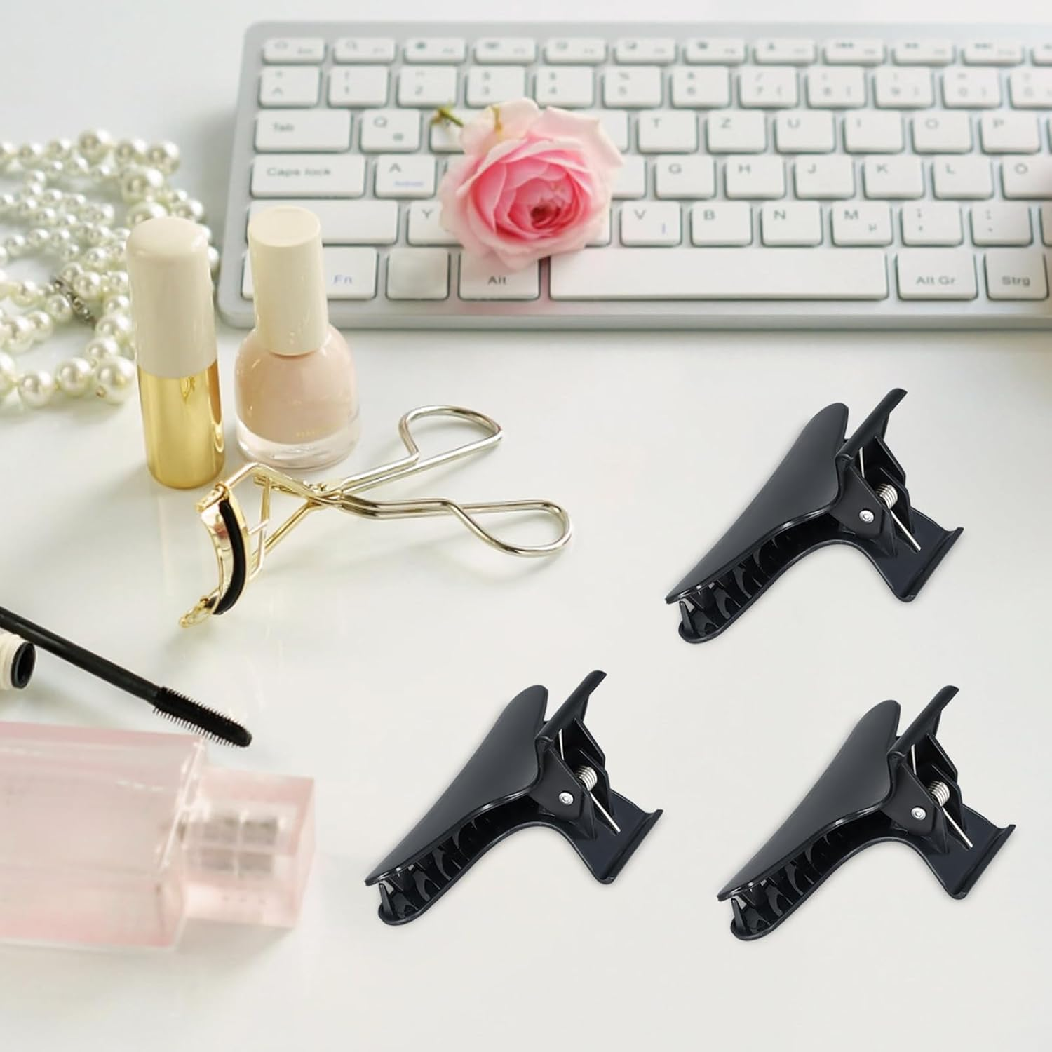 12 Pcs Black Butterfly Hair Claw Clips, Salon Hair Claw Hairdresser Clamp Black Clip Barrettes, Hairdresser Styling Accessories for Women & Girls image number 1