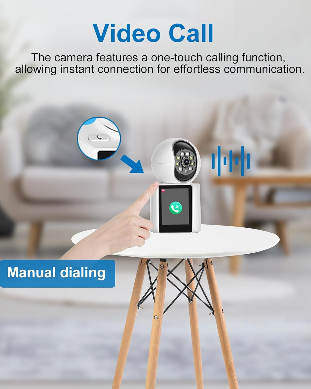 2K Two-Way Video Calling Indoor Camera with 2.8-Inch IPS Screen, One-Button Call, Baby/Elder/Dog/Pet Camera with Phone App, Human/Sound/Crying Detection, Color/Ir Night Vision image number 6