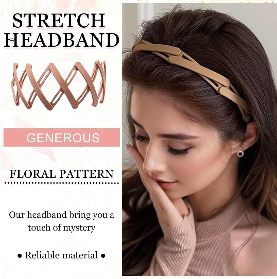 Set of 5 Women'S Headbands, Telescopic Foldable Headband, Plastic Headband, Headbands, Hair Band for Girls and Women image number 2
