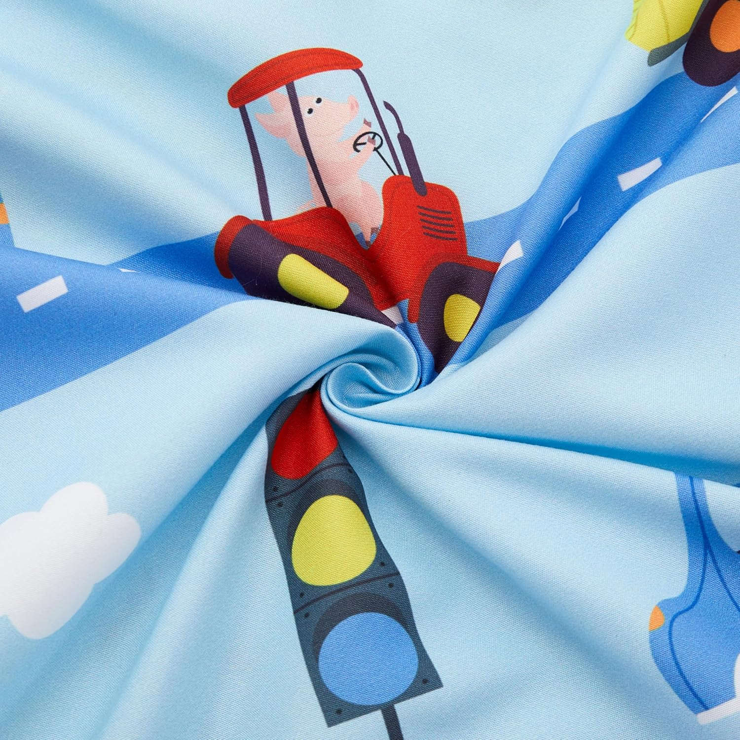 PINNKKU 4-Piece Toddler Bedding Set, Bed-In-A-Bag Comforter Set, Includes 1 Flat Sheet, 1 Fitted Sheet, 1 Comforter and 1 Reversible Pillowcase, Standard Toddler Comforter & Sheet Set, Cars & Road - Solar System image number 4