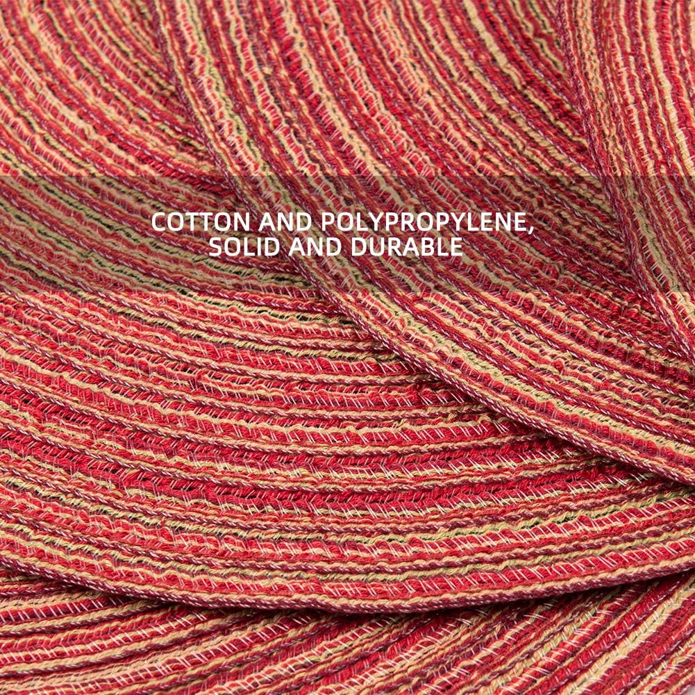 Round Placemats Cotton Heat Resistant Braided Placemats Washable 14 Inch Table Mats for Kitchen Tables Set of 4, Red image number 2