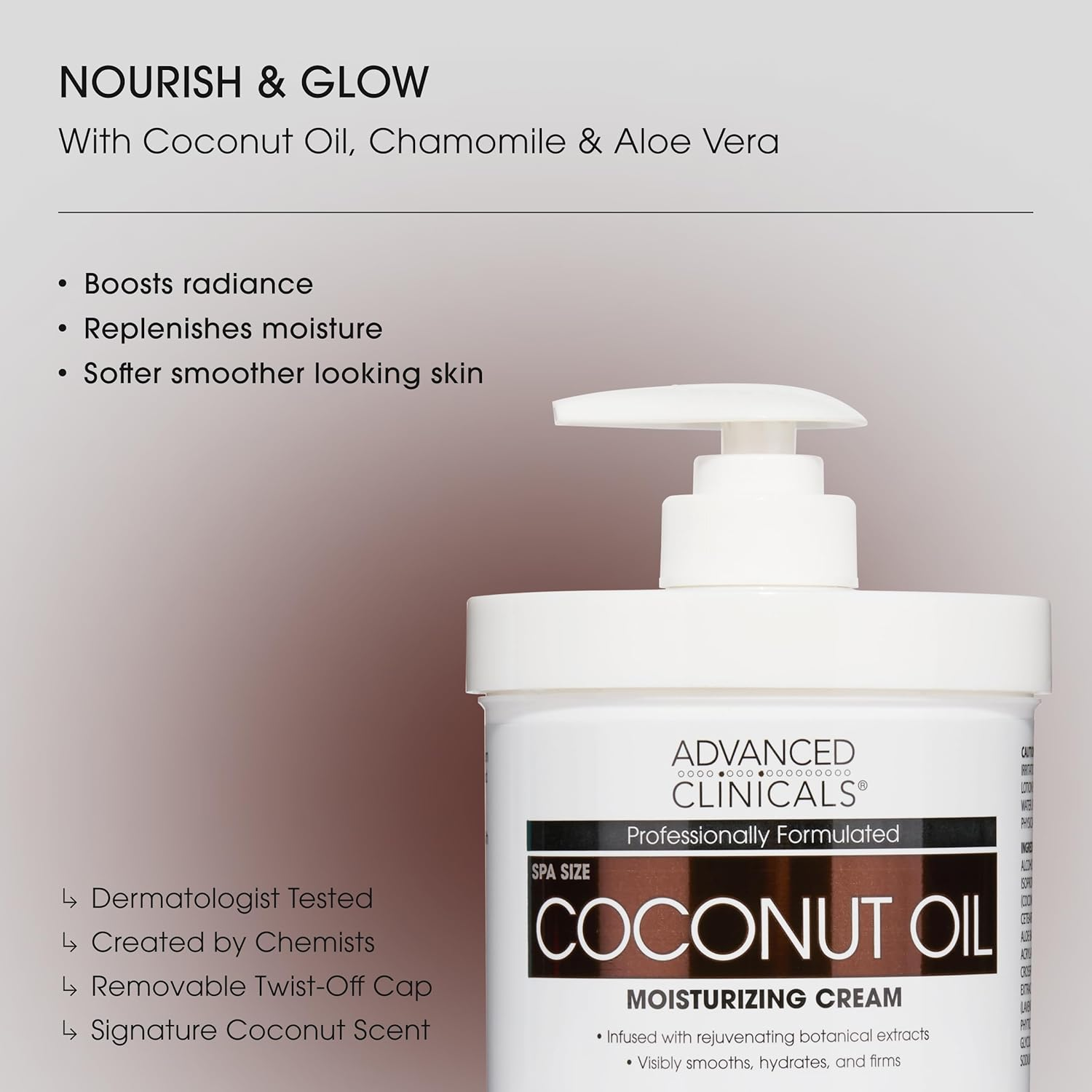 Advanced Clinicals Coconut Oil Cream. Spa Size 454G Moisturizing Cream. Coconut Oil for Face, Hands, Hair. (16 Oz) image number 4
