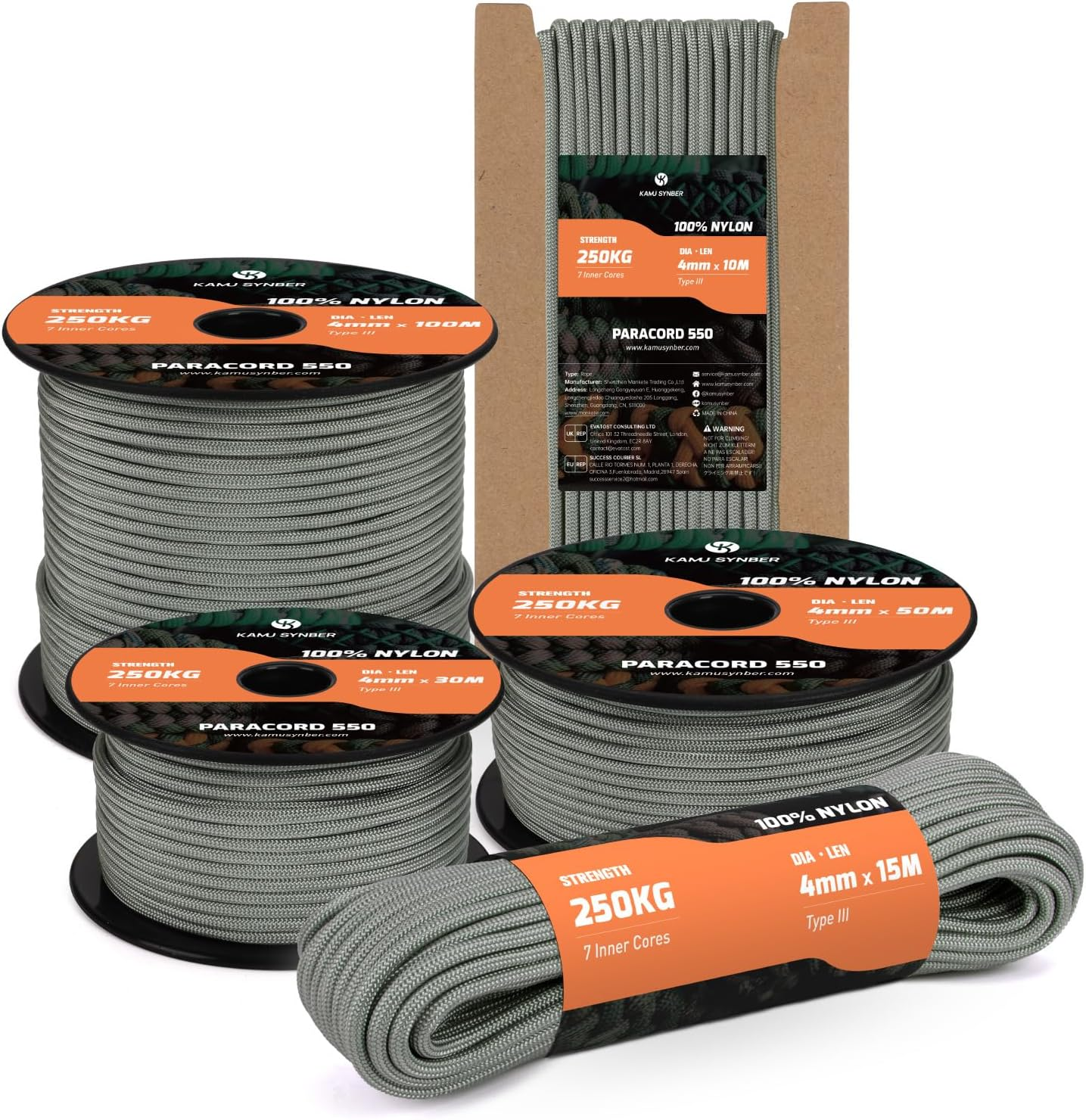 550 Paracord 4Mm 30M Type III 7 Strands 100% Nylon Rope Parachute Cord Ideal for Crafting, DIY, Camping, Survival, Outdoor | Support 250Kg | Dark Blue