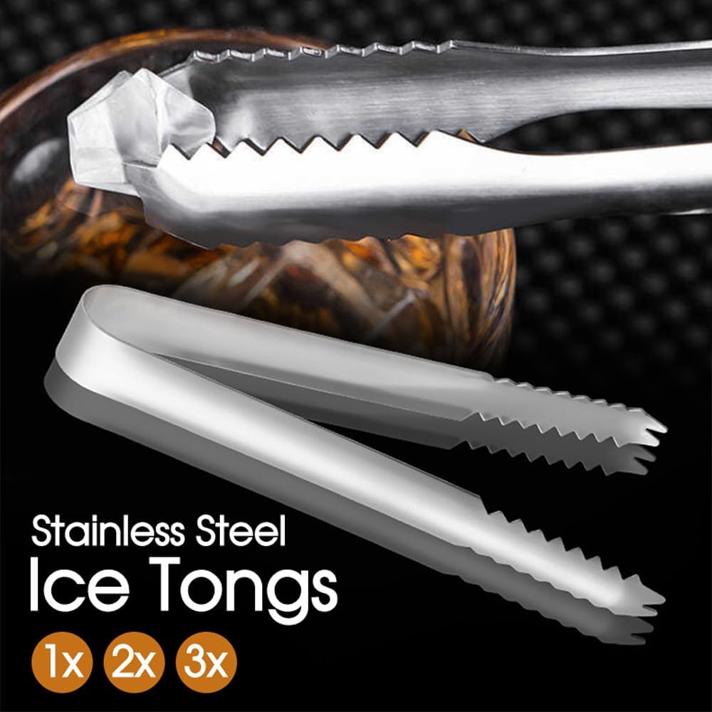 Ledlabs 1/2/3-Pack 19CM Rust-Resistant Stainless Steel Ice Tongs - Precision Grip Ice Cubes & Garnish Serving Tongs for Bars, Parties & Home Use (2) image number 3