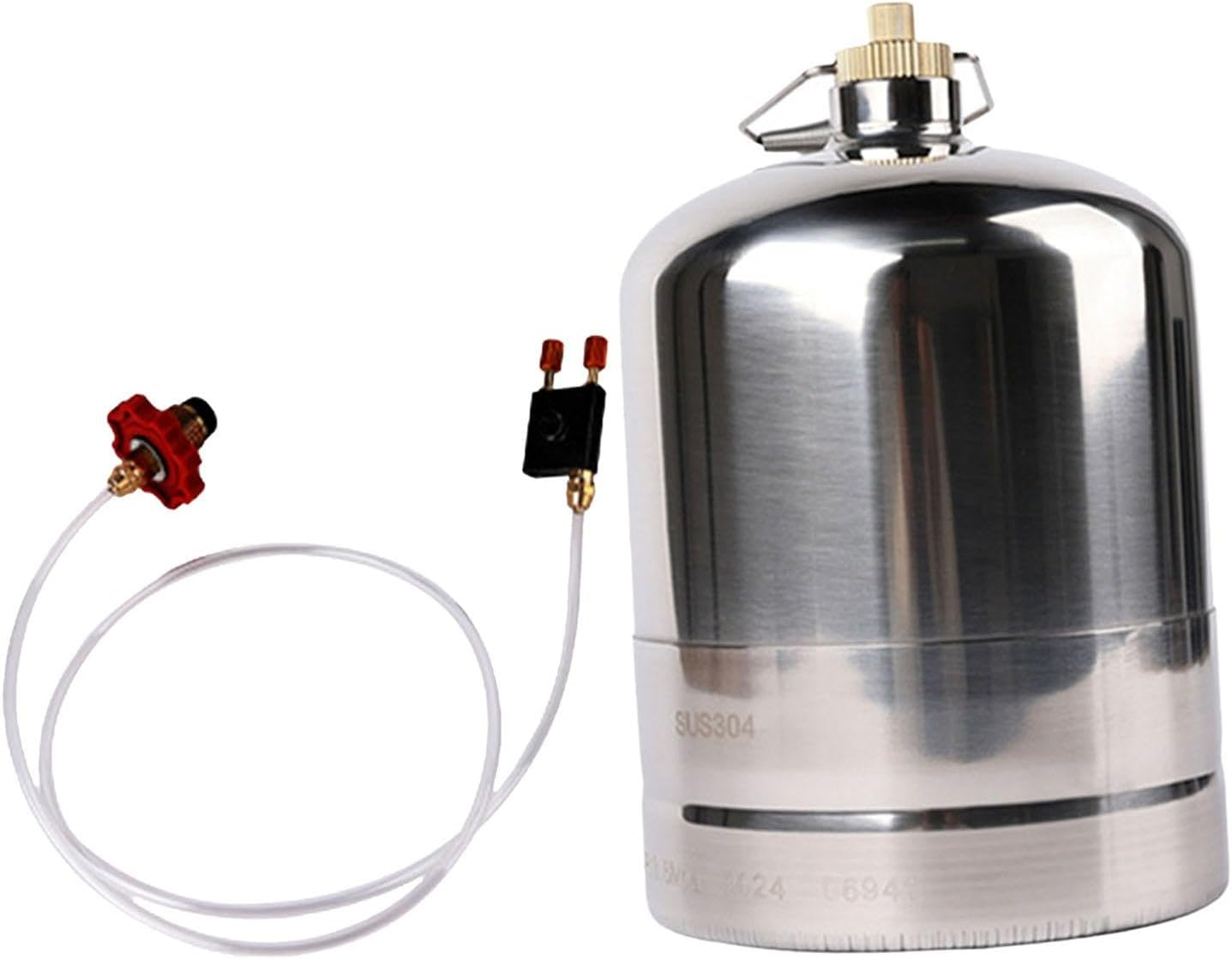 Eigell Stainless Steel Gas Bottle Inflatable Gas Tank Fuel Canister Storage Tank Portable Empty Refillable for Hiking BBQ Cookware