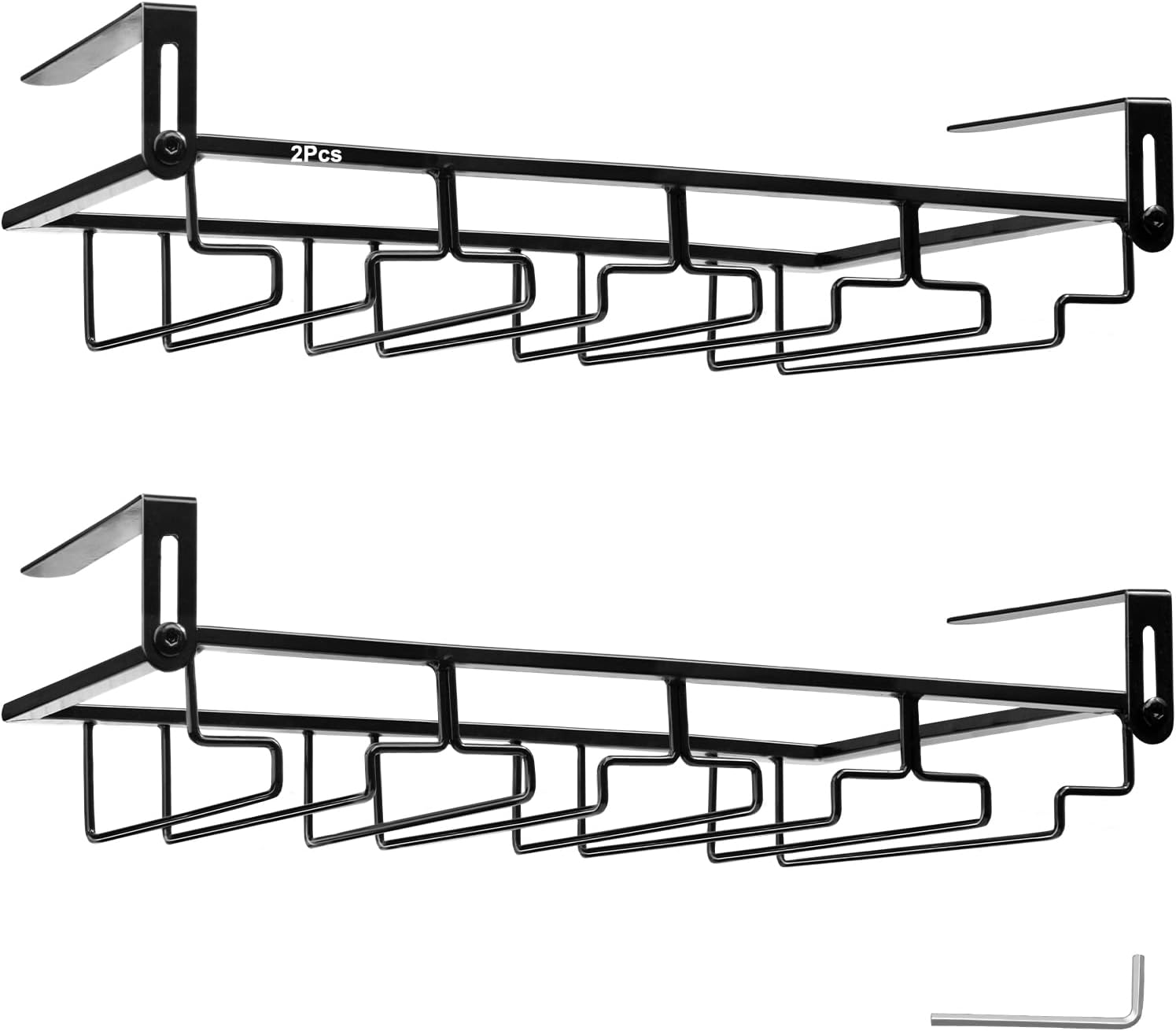 Wine Glass Rack under Cabinet, AUHOKY Heart-Shaped Stemware Holder Metal Wine Glass Organizer Glasses Storage Hanger, Wine Cup Display Stand for Kitchen Bar (Black 4) image number 1