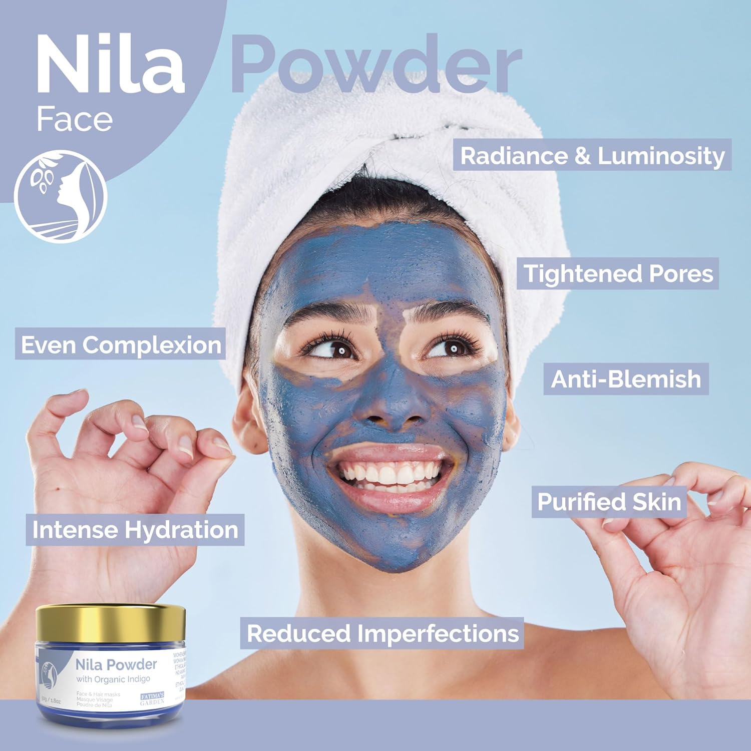 Fatima'S Garden Pure Nila Indigo Powder 50G - Natural Moroccan Face & Hair Care Powder for Exfoliating and Moisturizing image number 1