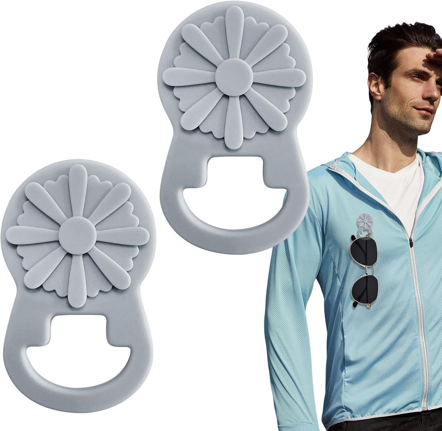 Tuxuseo Glasses Clip for Shirt - Magnetic Clothing Holder, Silicone Fashion Accessories Hanger for Men and Women Travel Outdoor Hiking Shirt Clothing - White image number 3