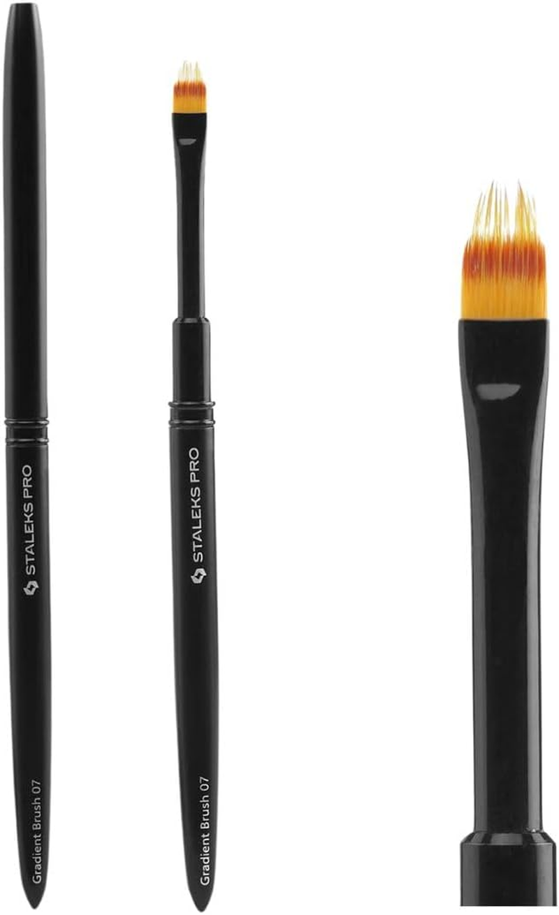 STALEKS PRO Expert Gradient Brush (7Mm X 11Mm) &ndash; Professional Nail Art Ombre Brush with Synthetic Bristles & Ergonomic Aluminum Handle