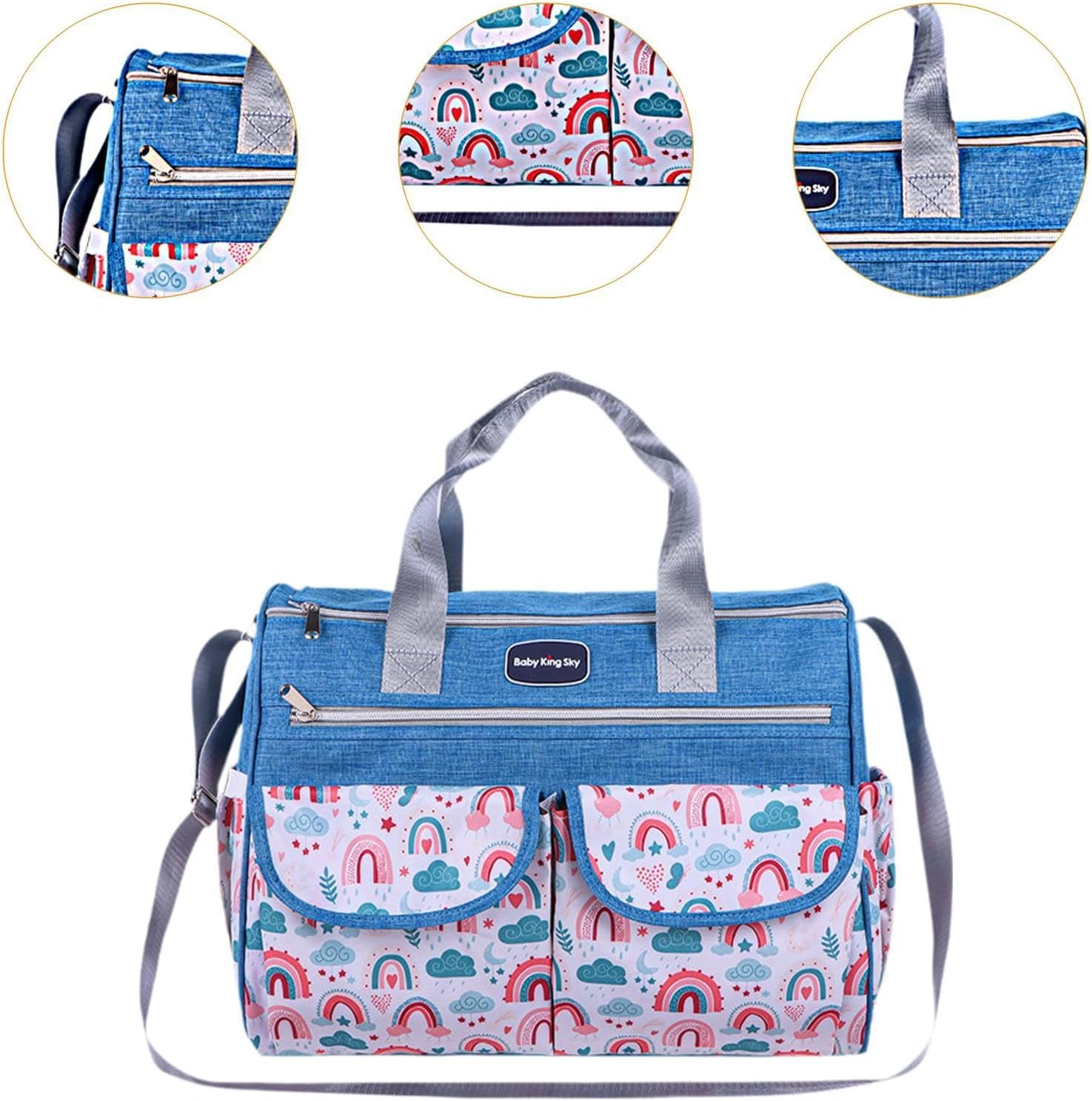 Harayaa Diaper Bag Tote Mommy Travel Bag Waterproof Storage Multi Outer Pockets Multifunctional Large Capacity Portable for Mom - Blue L image number 2