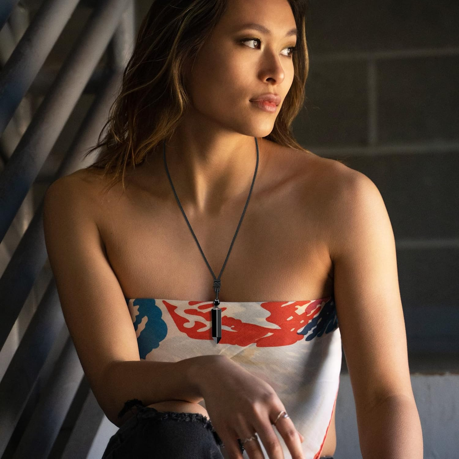 Jovivi Natural Healing Stone Necklace for Women Men Adjustable Rope Hexagonal Point Healing Crystal Pendant Necklaces Quartz Reiki Gemstone Jewelry image number 4