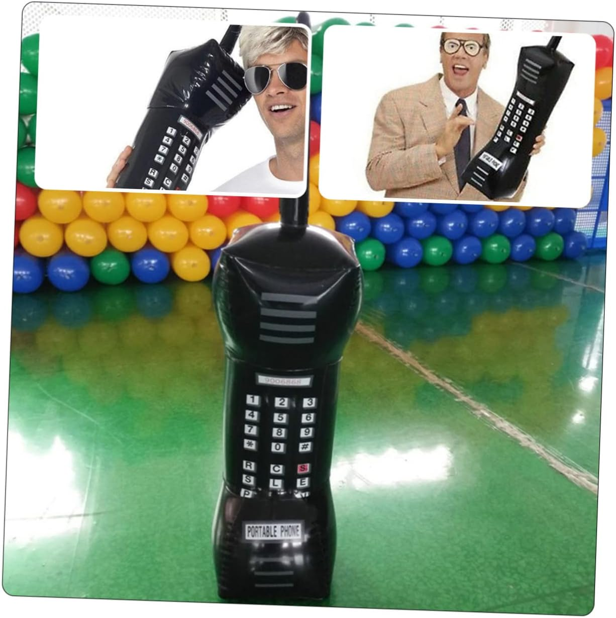 SAFIGLE 2Pcs Inflatable Vintage Toy Mobile Phones for Clueless Party Black Fake Phone Props image number 1