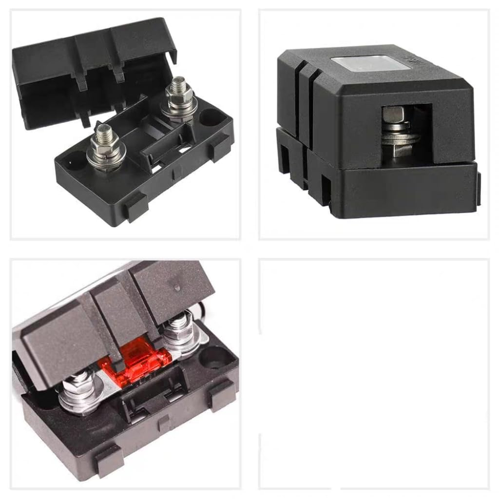 MIDI Fuse Kit &ndash; Includes 4X MIDI Fuse Holders with Inspection Window + 6 Fuses (2X 20A, 2X 40A, 2X 60A) &ndash; 12V 24V 32V DC High-Current Bolt-Down Fuses for Auto, Marine, Solar, RV (204060 Window) image number 2