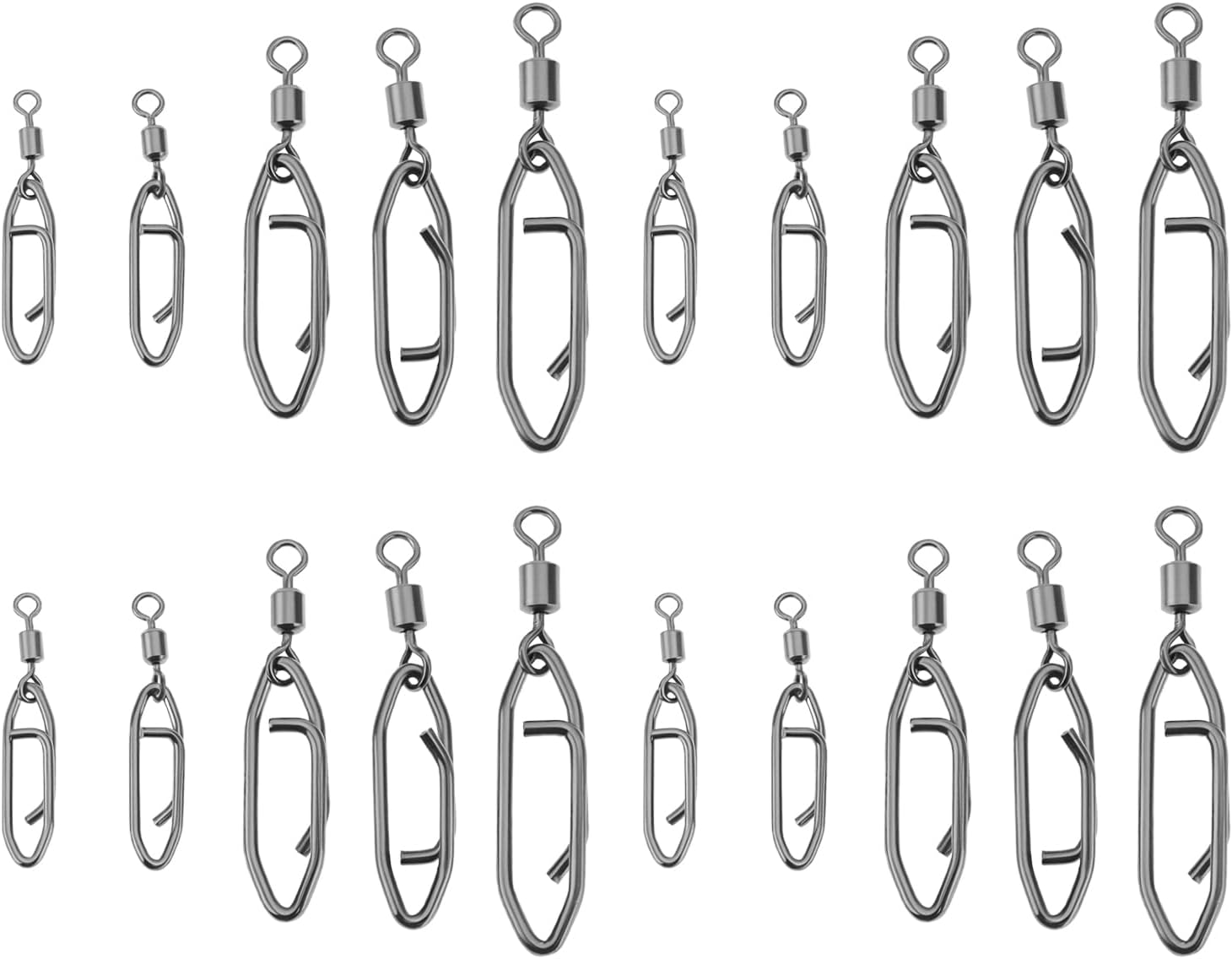 OTOTEC 50Pcs 360 Degree Smooth Rotation Stainless Steel Fishing Clips with Barrel Swivel Quick Change Speed Clip Snaps 2# 3# 4# 7# 8# image number 3