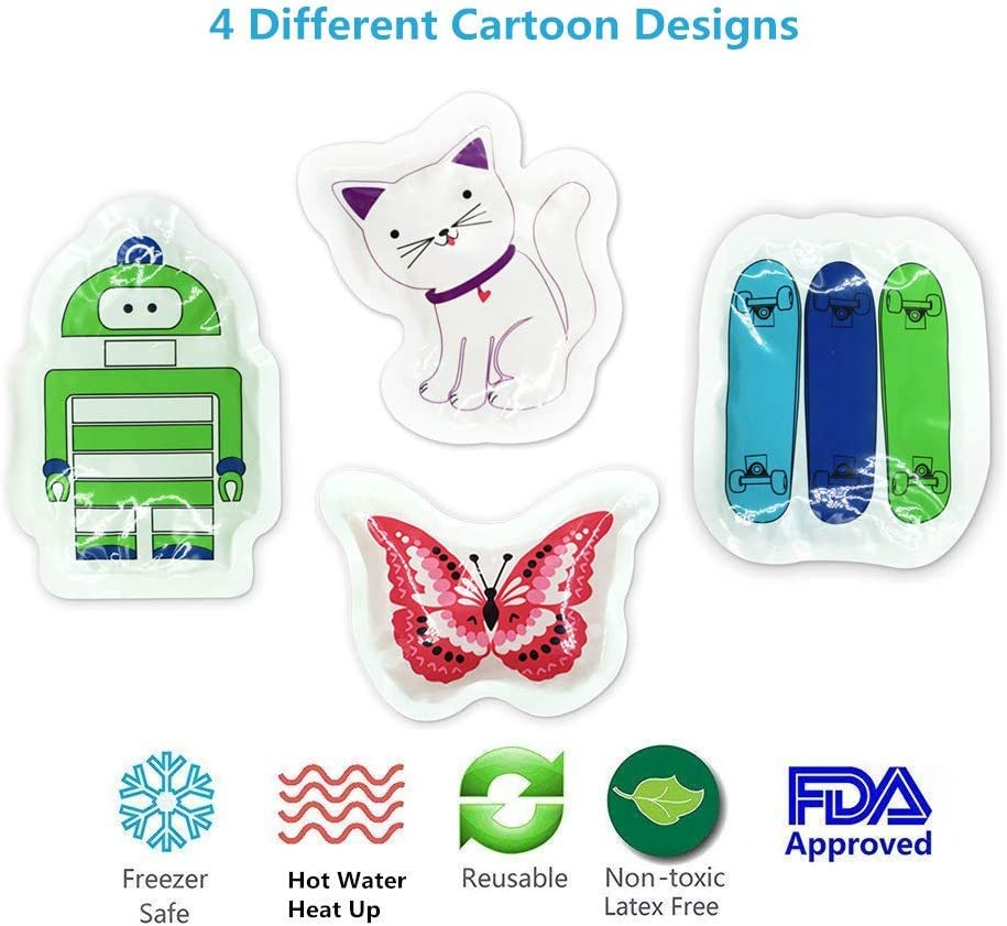 WORLD-BIO Kids Ice Pack for Boo Boos Injuries, Reusable Children'S Fun Cartoon Pack Pain Relieve for Teething, Headaches, Small round Cold Gel Pack Comfort for Breastfeeding, Post Surgery 10 Packs image number 4