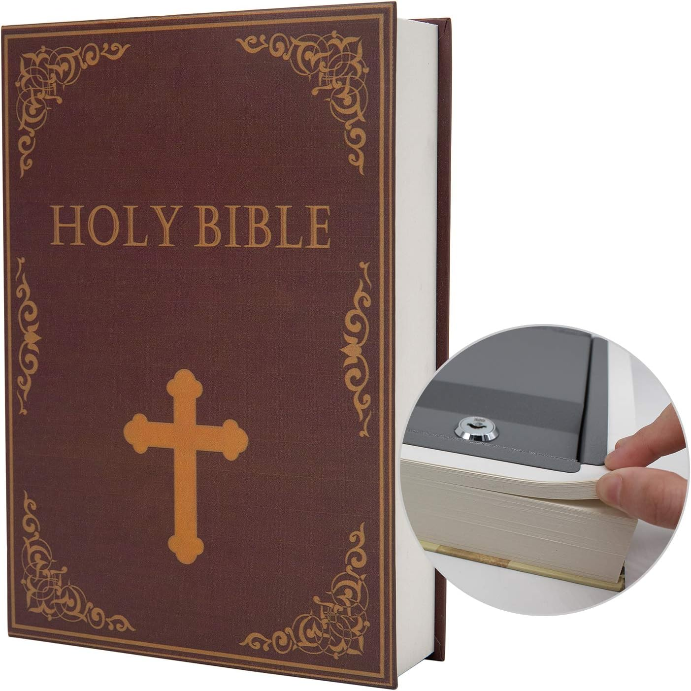 Real Paper Diversion Book Safe Storage Box, Dictionary Secret Safe with Code Lock/Key, Flip Book Hidden Safe (M Key, Black Dictionary)