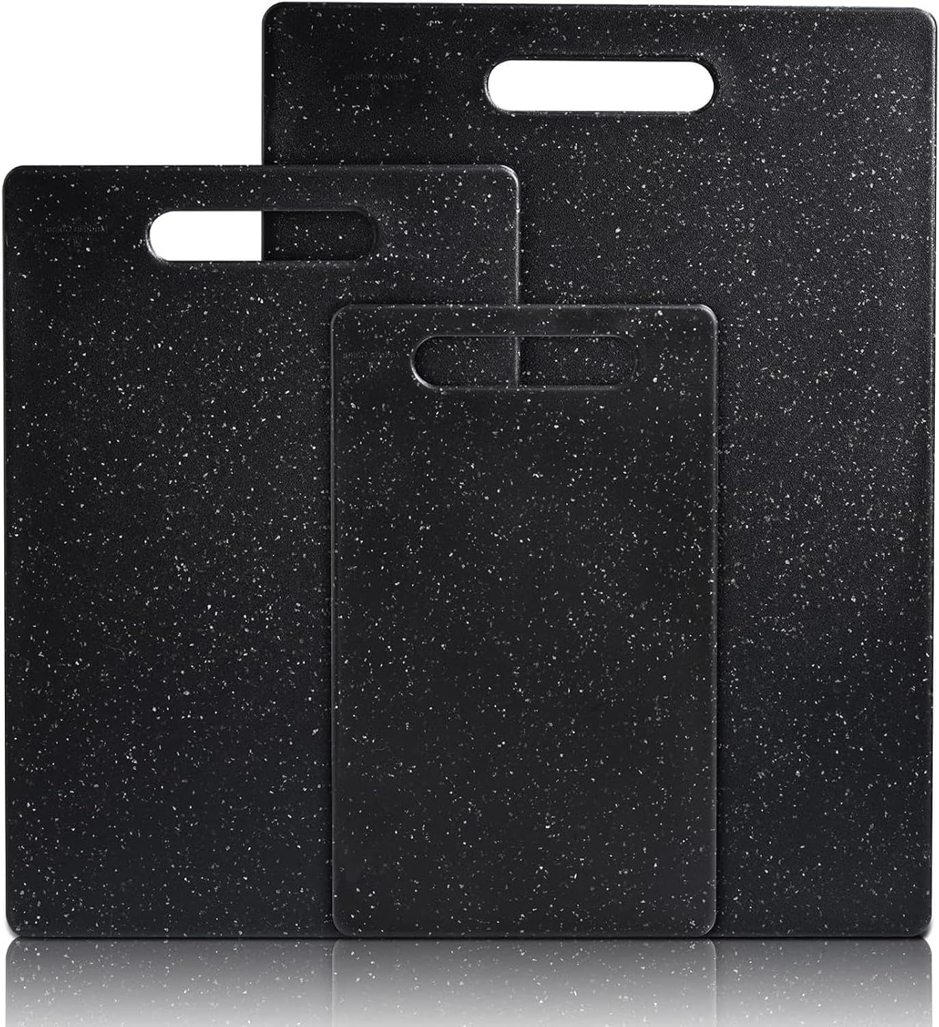 3-Piece Chef Chopping Board Set,Cutting Board Set for Kitchen,Easy Grip Handle Dishwasher Safe Cutting Boards for Food Fruits Vegetables Home,Bpa-Free Plastic,Black image number 3