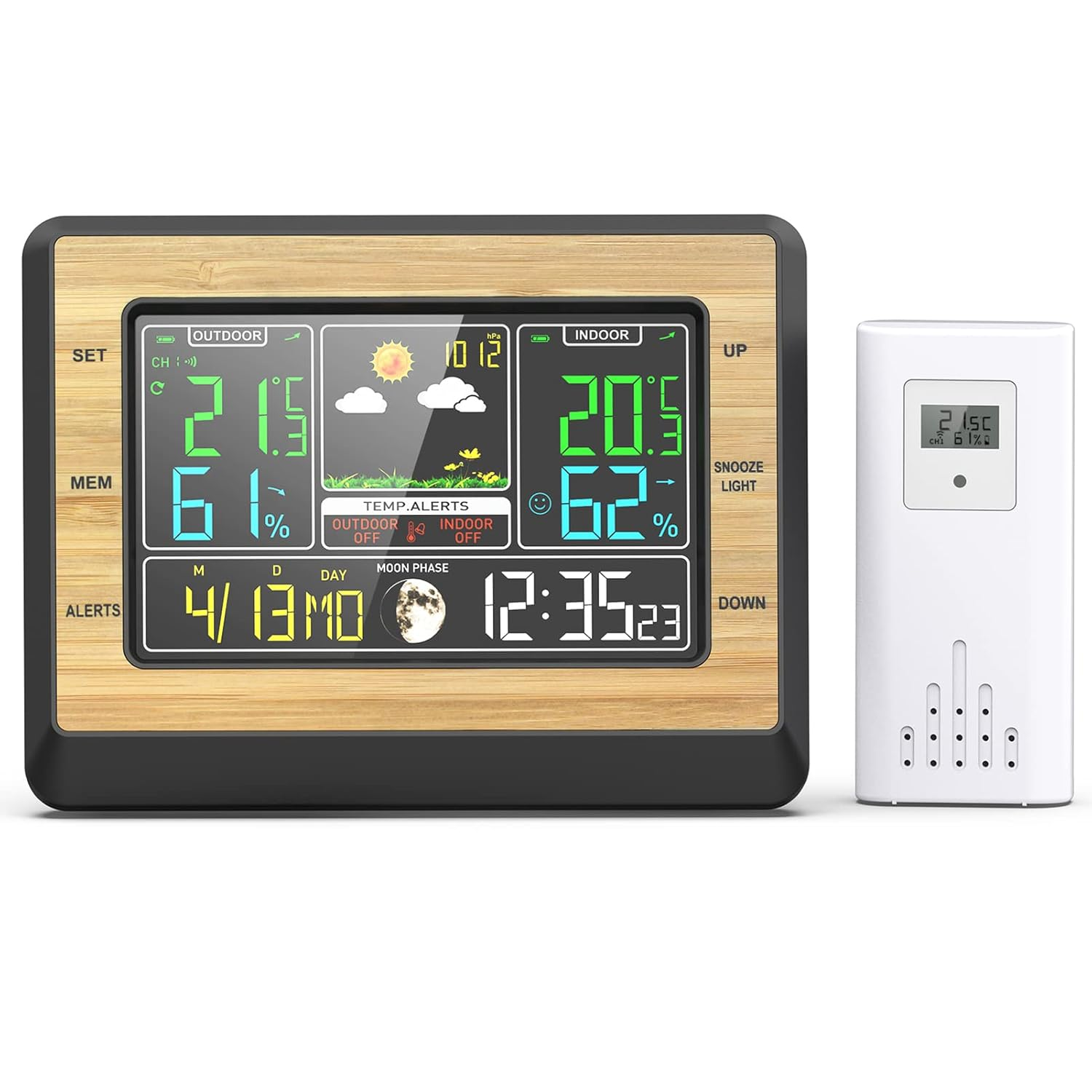 Wireless Color Screen Digital Weather Thermometer with Temperature Alarm for Home Brightness Adjustable image number 3
