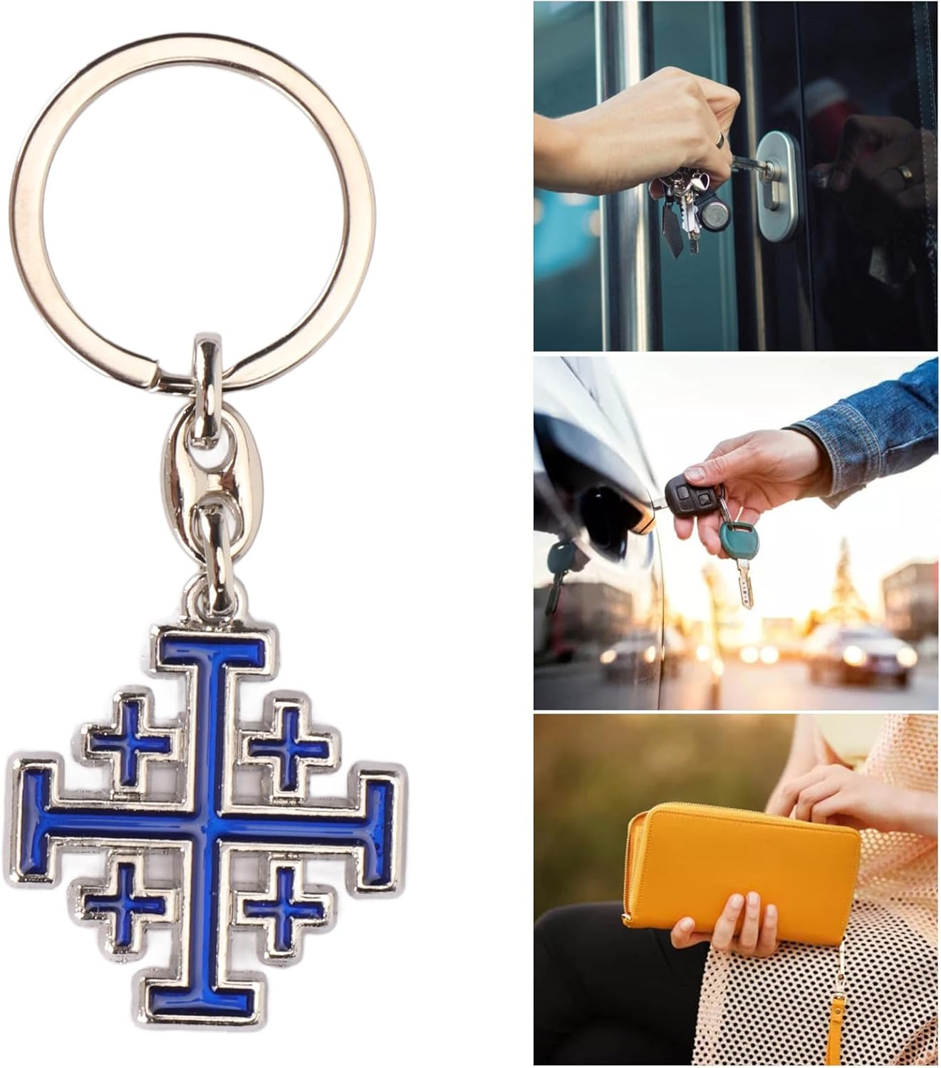 Cross Keychain Vivid Colors Strong Alloy Religious Keyring Stylish Fashionable Accessory for Backpack Bag Wallet Christian Gift