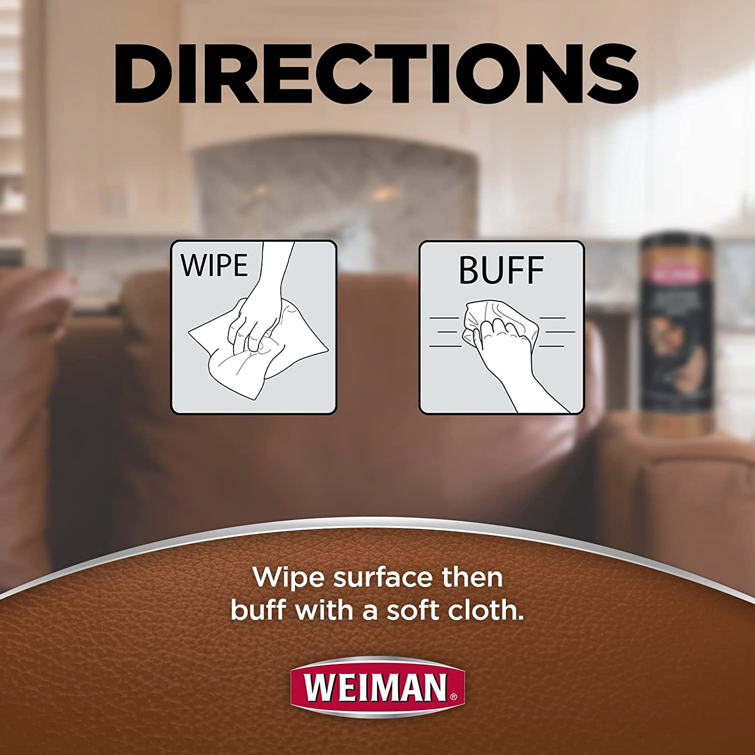 Weiman Leather Conditioning Wipes - Leather Cleaning Wipes for Furniture & Car Seats &ndash; Cleans, Shines, Conditions & Protects Leather - 30 Count (17.8 Cm X 20.3 Cm), Pack of 4
