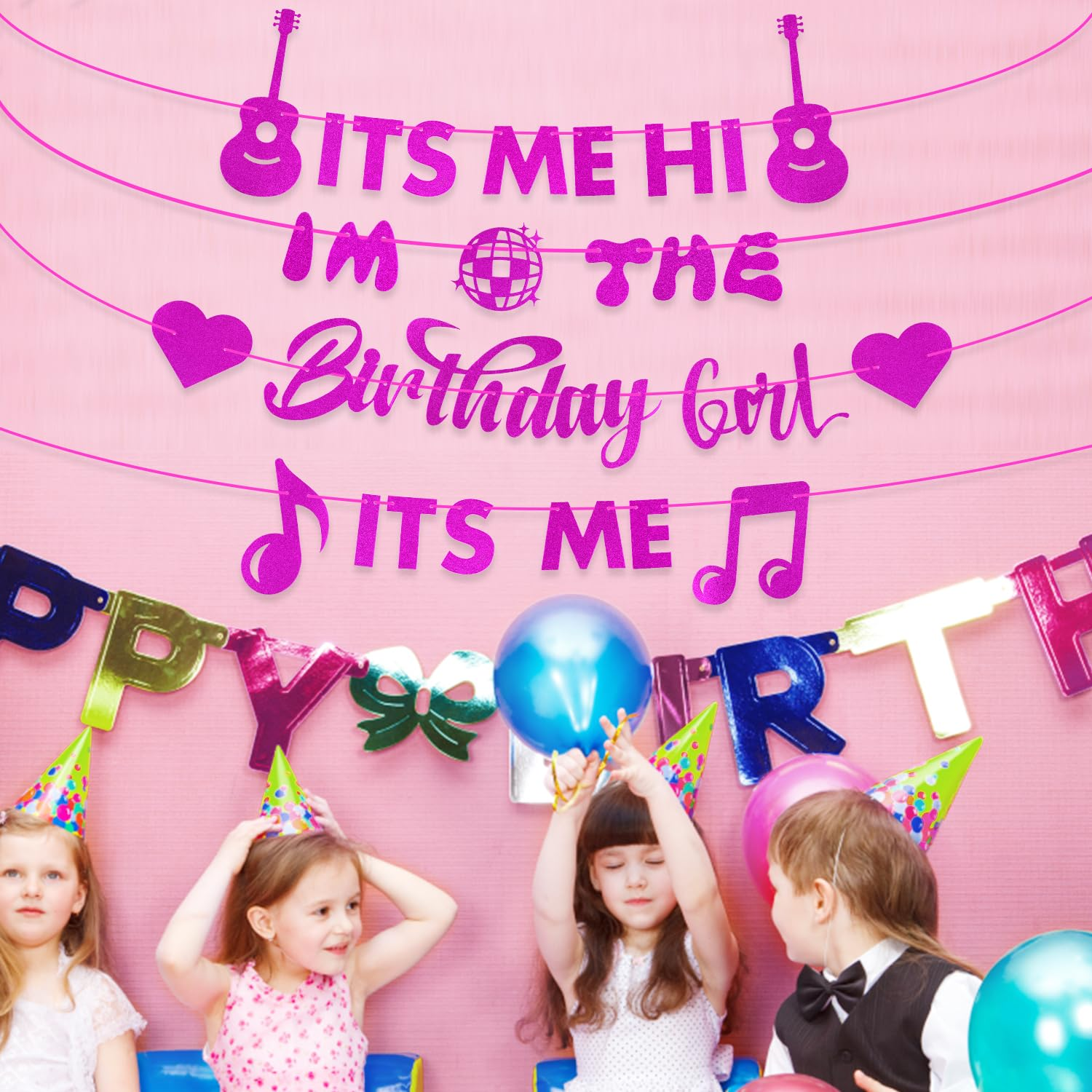 Pre-Strung It'S Me Hi I'M the Birthday Girl It'S Me Banner, 2.5M Pink Birthday Party Decorations, Party Background (Style 1) image number 6