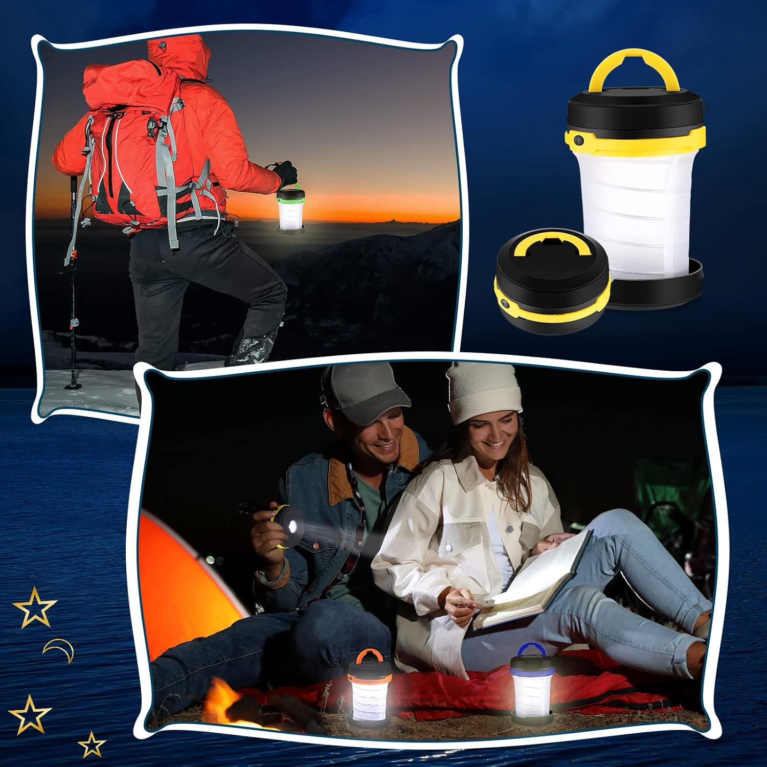 Retisee 4 Pcs Collapsible LED Camping Lantern Battery LED Operated Camping Lantern Lights Lantern Flashlight Portable Lamp Camping Accessories for Emergency Power Outage Hiking Tent Outdoor, 4 Colors image number 3