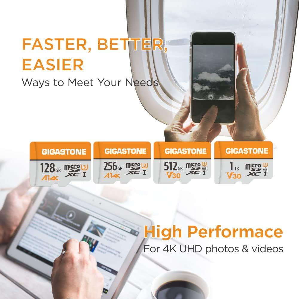 Gigastone 1TB Micro SD Card, 4K Video Pro, Gopro, Surveillance, Security Camera, Action Camera, Drone, 140Mb/S Micosdxc Memory Card UHS-I V30 Class 10 image number 2