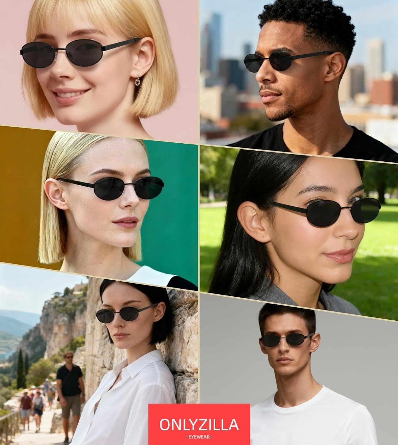 ONLYZILLA Retro Oval Sunglasses for Women Trendy Classic Shades, Non-Polarized, UV400 Protection Impact Resistant Nylon Lens image number 2