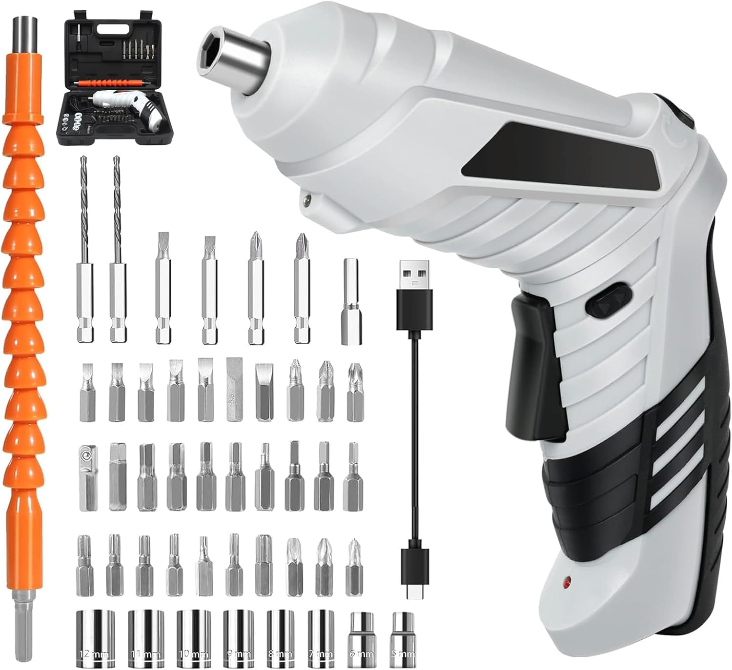 Electric Screwdriver Set, 47 in 1 Rechargeable and Rotatable Cordless Electric Cordless Screwdriver Drill with Built-In LED, 1300Mah for Home Improvement DIY Project image number 1