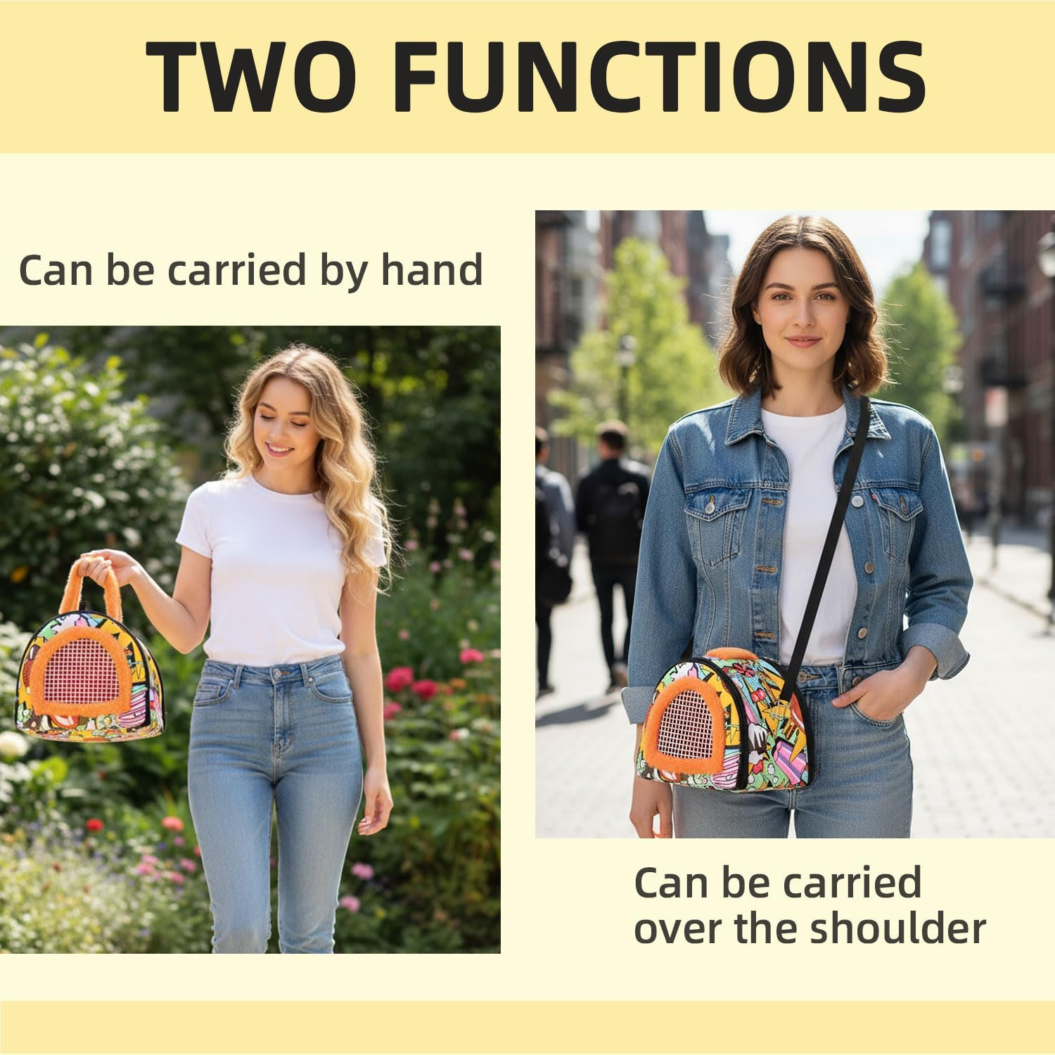 Small Animal Carrier Bag - Handheld/Adjustable Shoulder Strap Pet Carrier, Portable Foldable for Travel, Vet Visits, Daily Outings (Guinea Pigs, Rabbits, Hamsters & Small Pets) image number 4