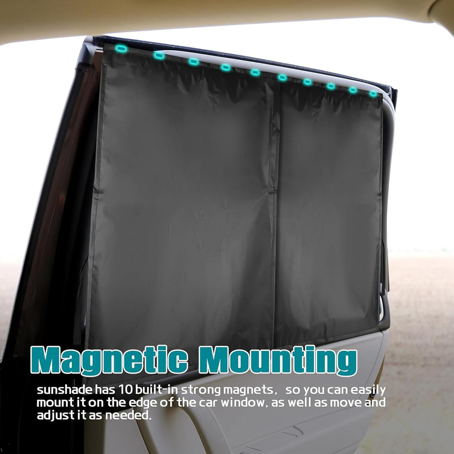 2 Pack Magnetic Car Window Shades - 28X18.7 Inch Dual Layer Sunshade,Universal Blackout & See-Through for Baby/Kid/Pet Protection (10 Strong Magnets,Side/Rear Window) image number 3