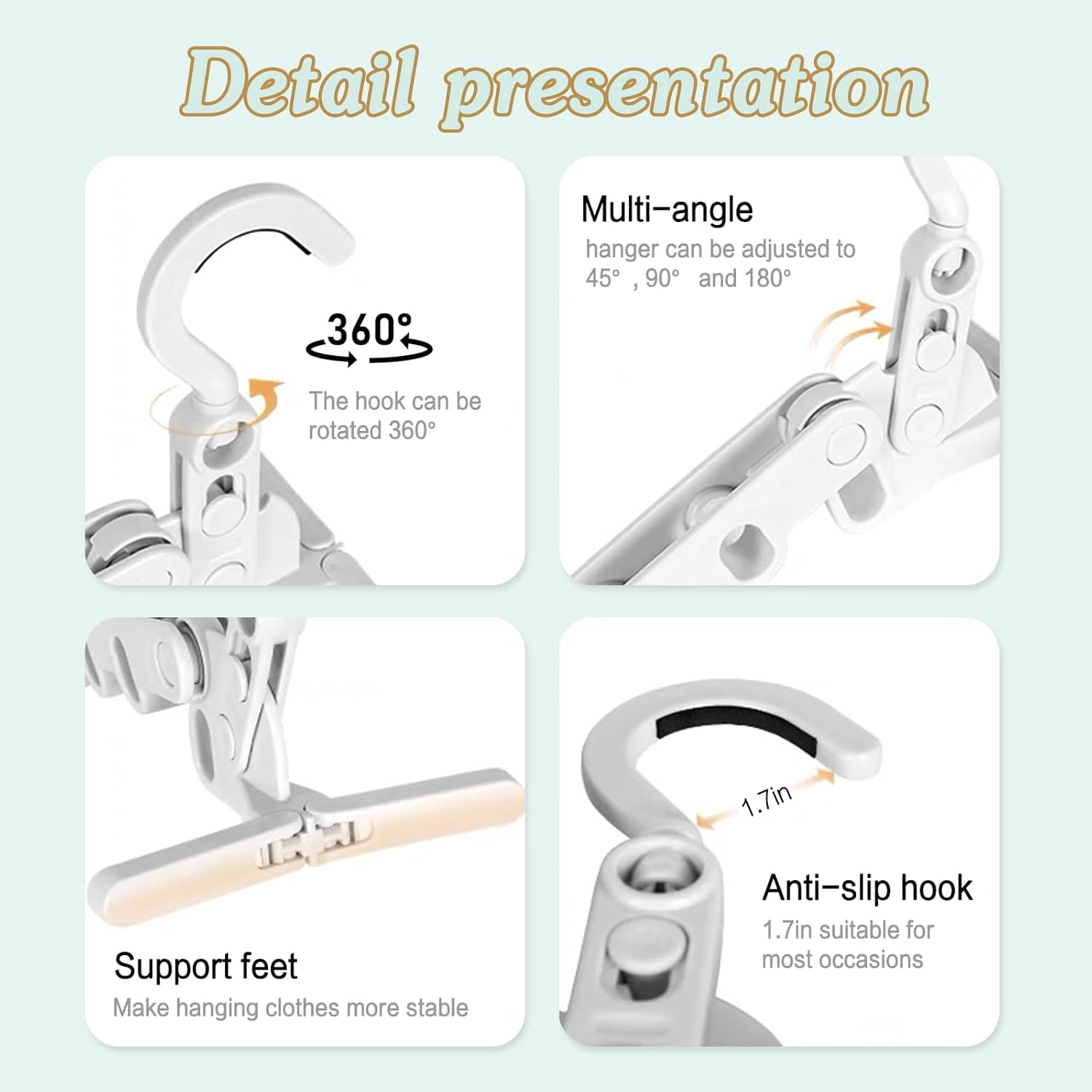 ELE DEPI Portable Folding Drying Rack with 5 Travel Hangers Foldable,Collapsible Clothes Drying Rack with 5 Holes,Foldable Hangers for Traveling,Dorm,Cruise and Laundry.(1+5)