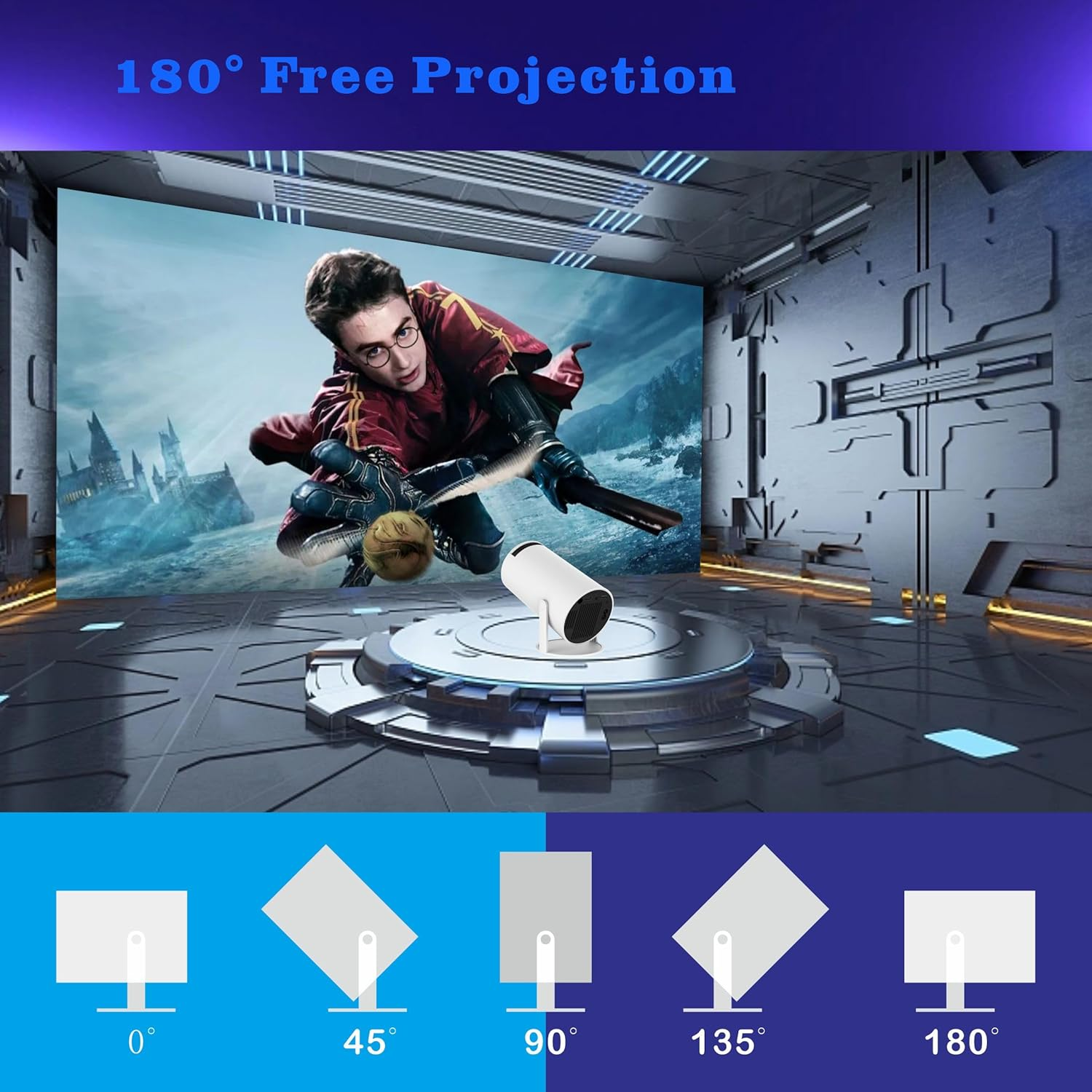 Magcubic Mini Projector FHD 1080P with Auto Focus, Wifi Bluetooth Portable Movie Projector, Big Screen Display for Home Theater, Outdoor Movie Nights, Presentations, and Gaming(Hy300) image number 5