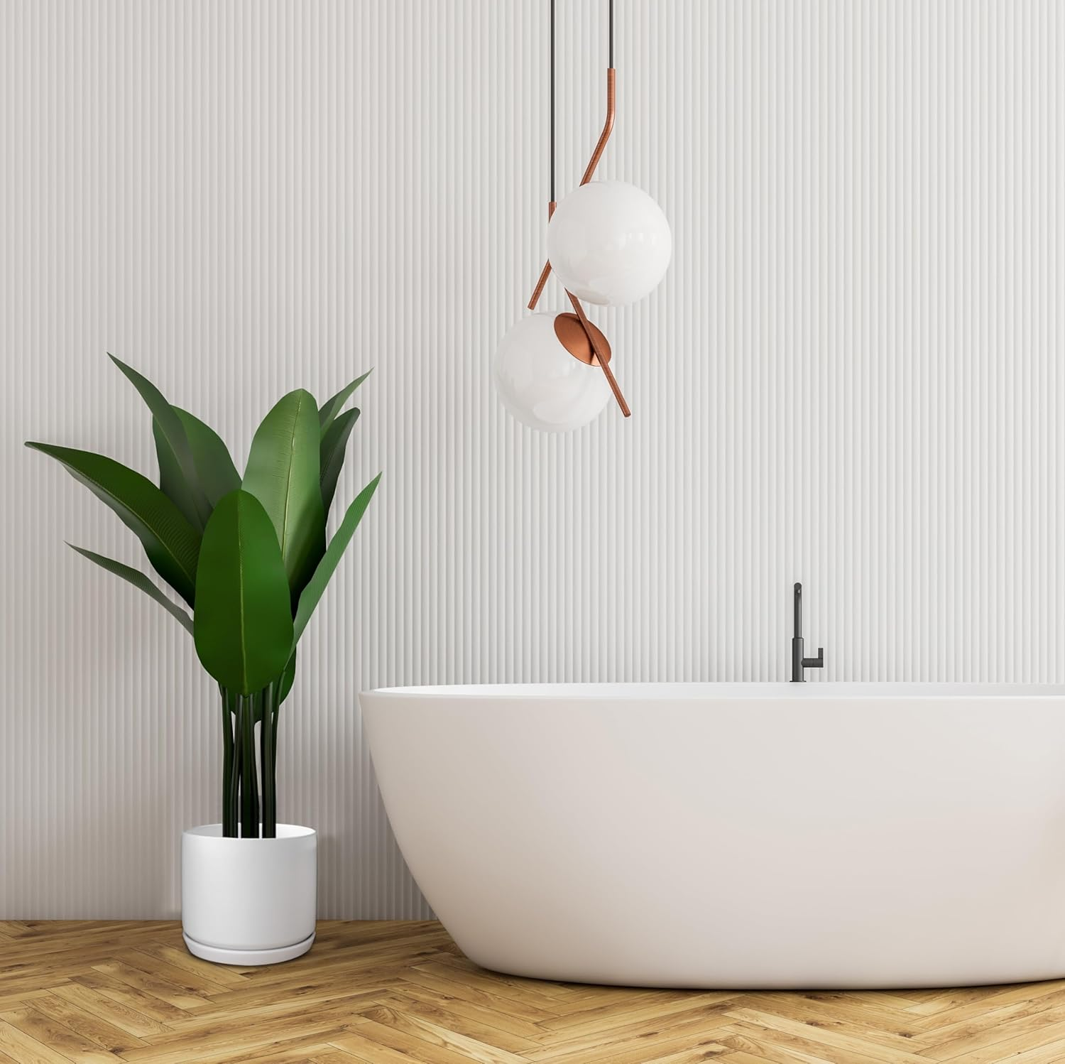 Matt White Pot with Saucer- 25Cm image number 1