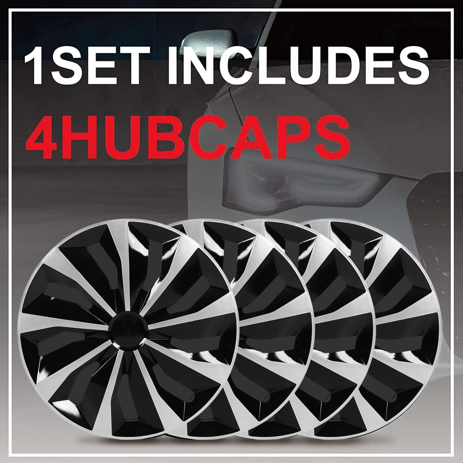 4Pcs Universal Hubcap Wheel Rim Protector ABS Impact Resistant Wheel Cover Hubcap Replacement, 16In Hubcap Wheel Cover for Escape Ranger Most Cars image number 5